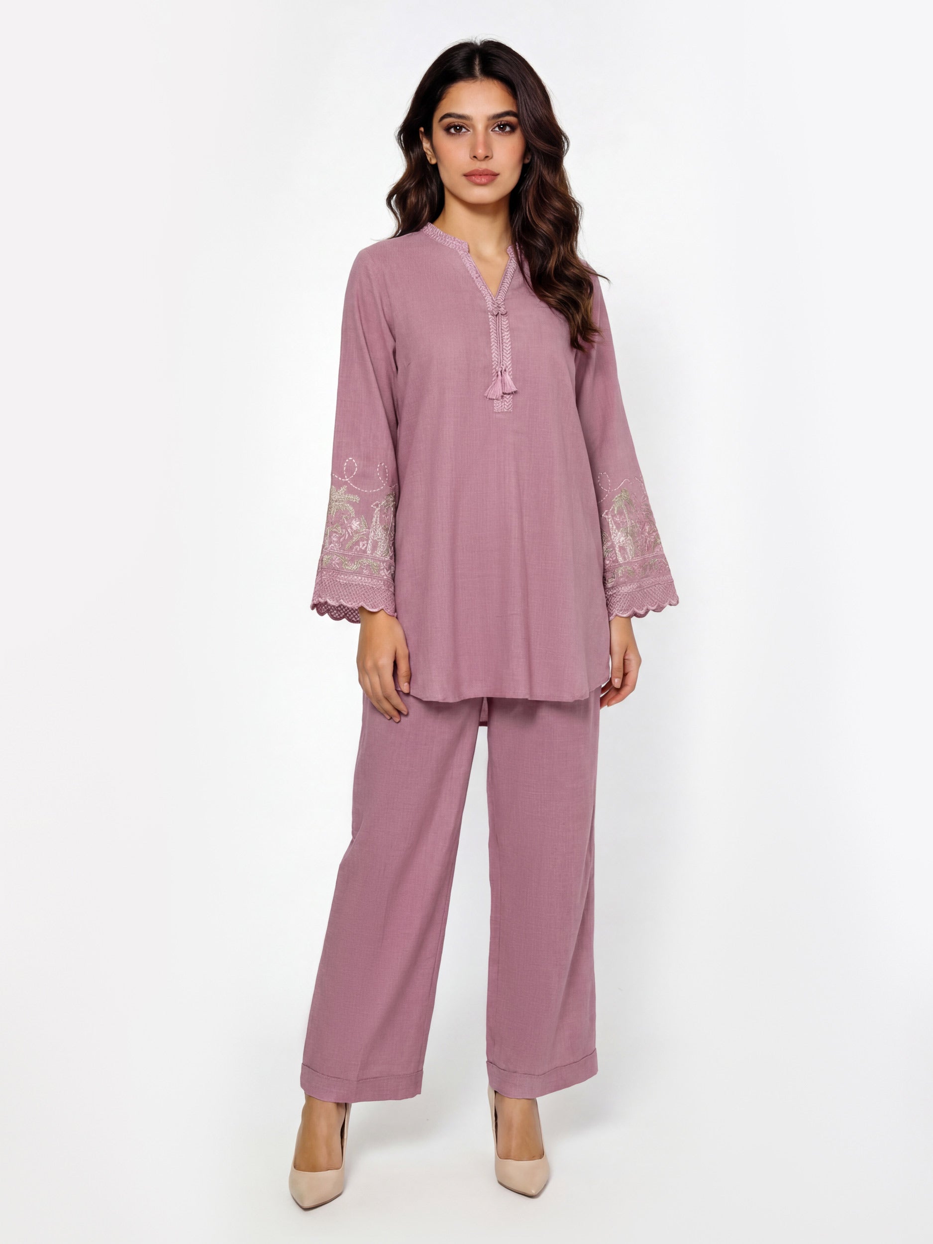 2 Piece Yarn Dyed Suit- Embroidered (Pret)