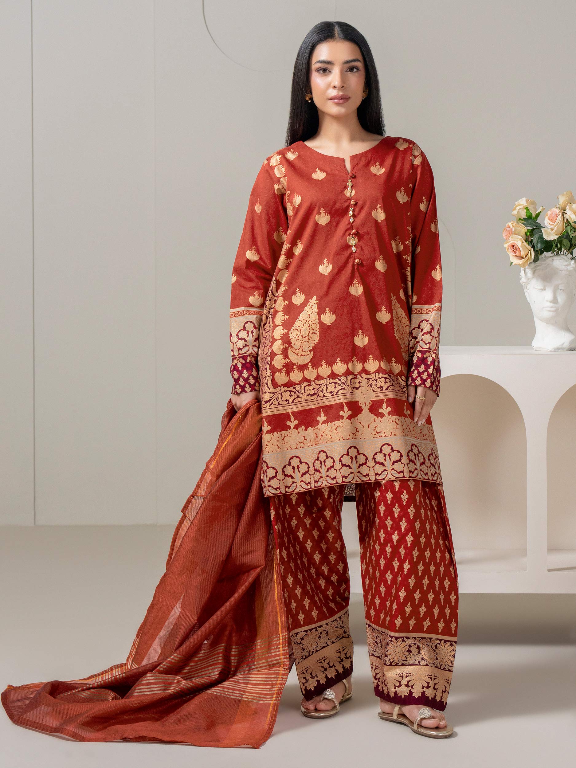 3 Piece Lawn Suit-Paste Print (Pret)