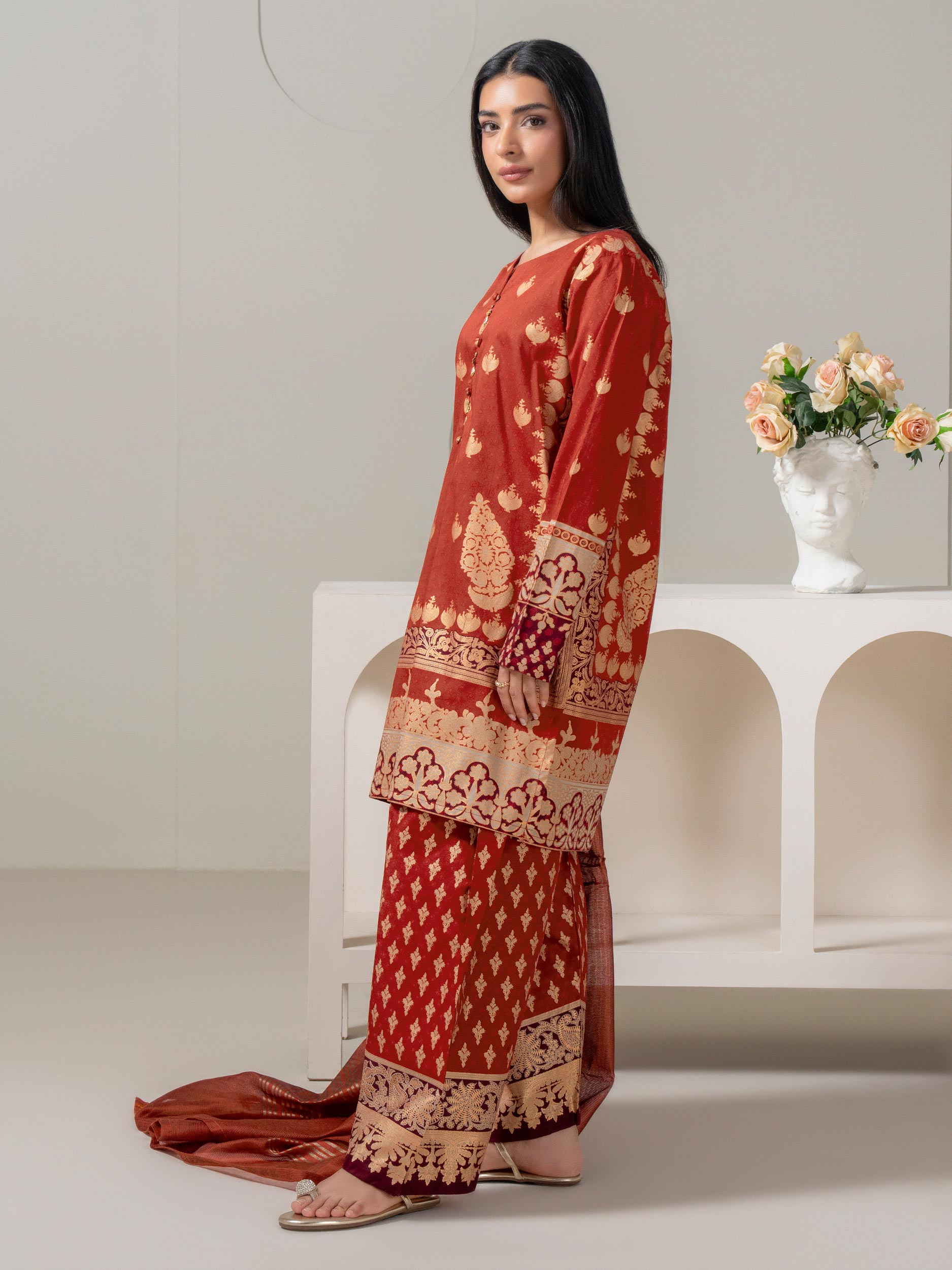 3 Piece Lawn Suit-Paste Print (Pret)
