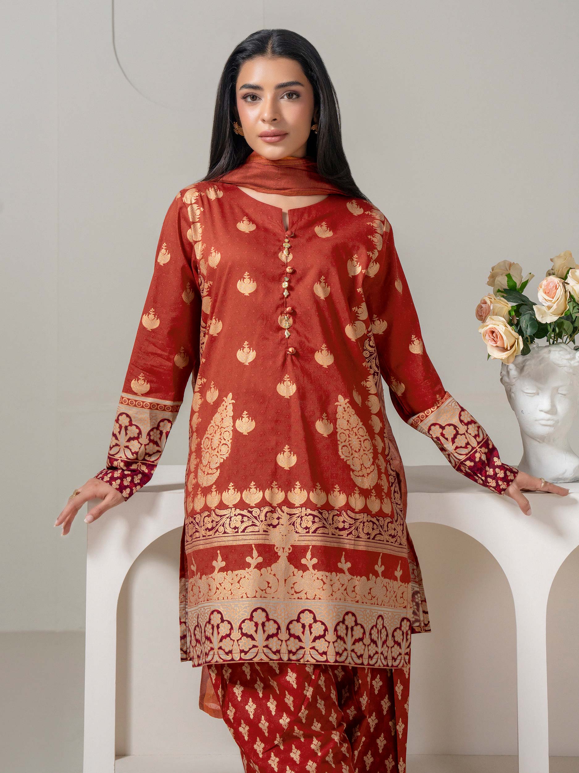 3 Piece Lawn Suit-Paste Print (Pret)