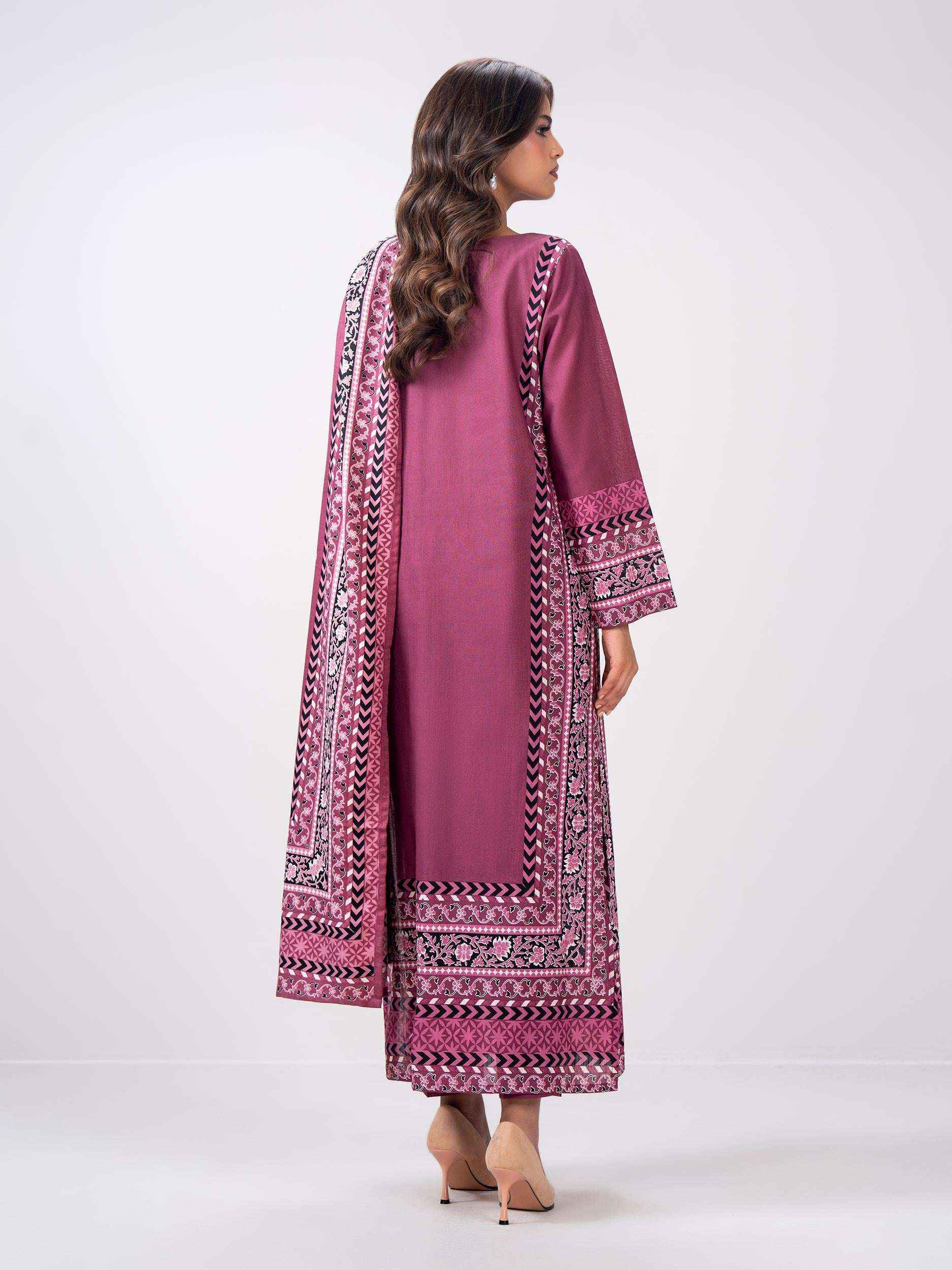 3 Piece Slub Khaddar Suit- Embroidered (Pret)
