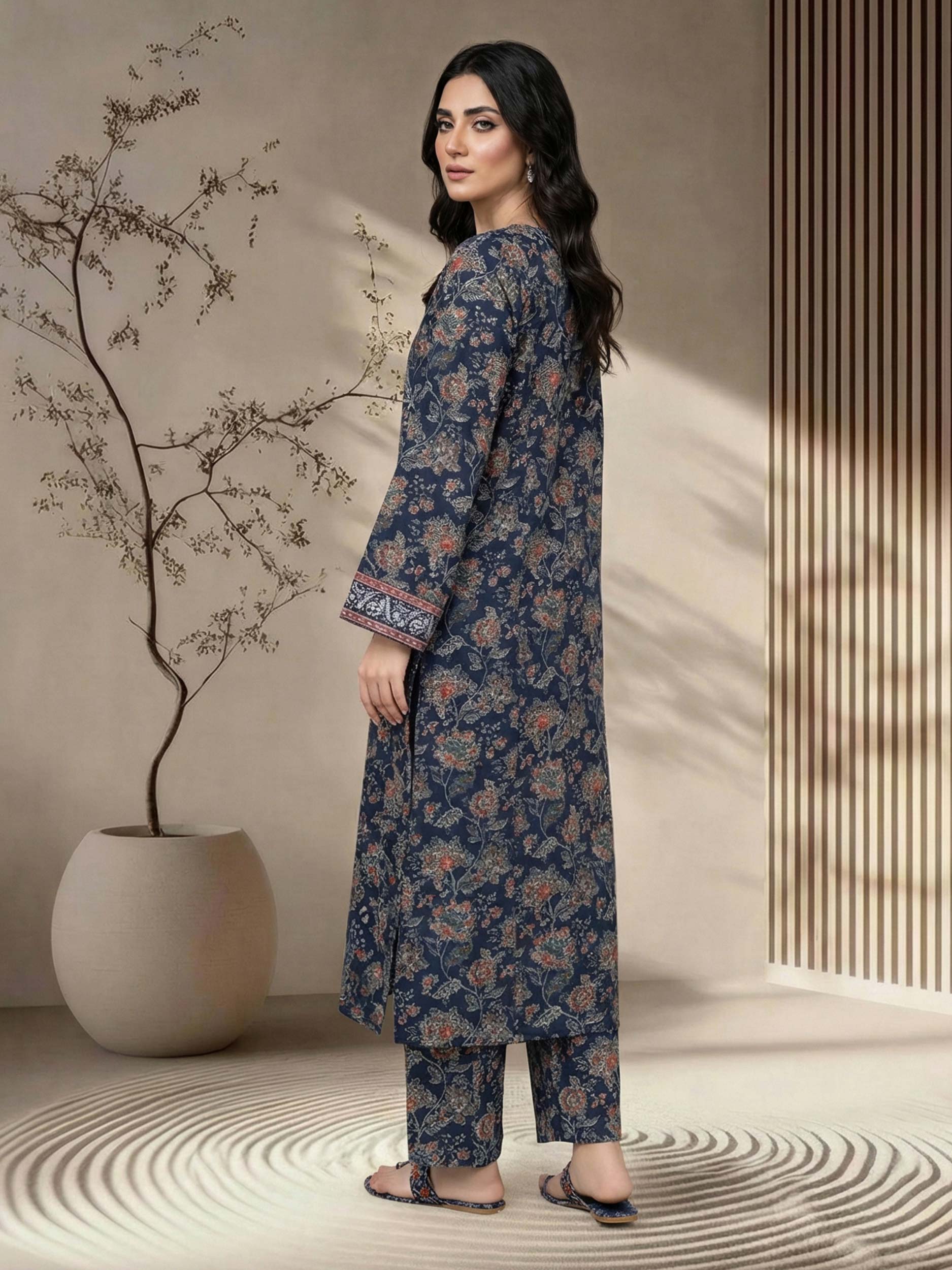 2 Piece Viscose Suit- Embroidered (Pret)