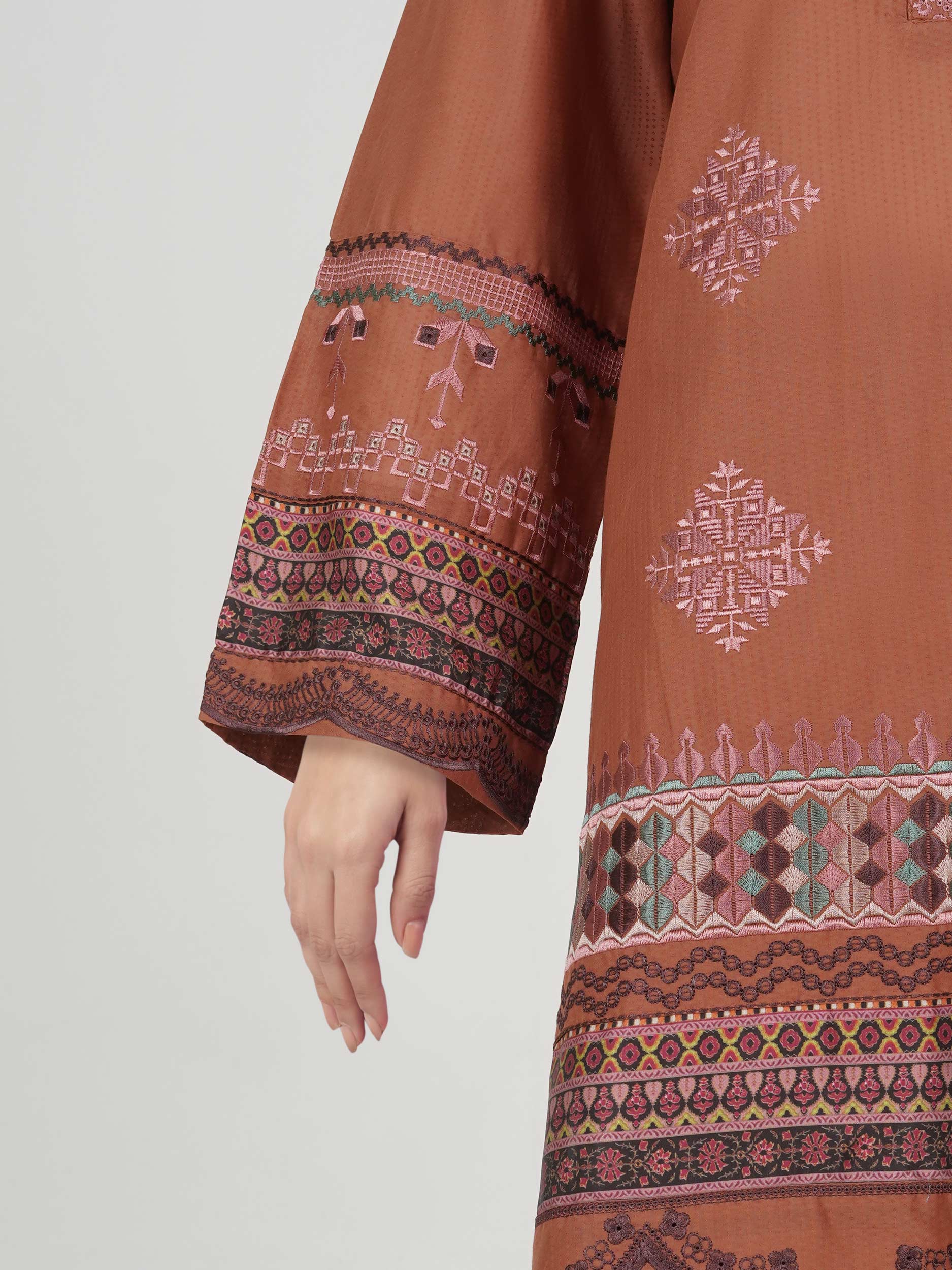 2 Piece Dobby Suit- Embroidered (Pret)