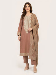 3 Piece Khaddar Suit- Embroidered (Pret)