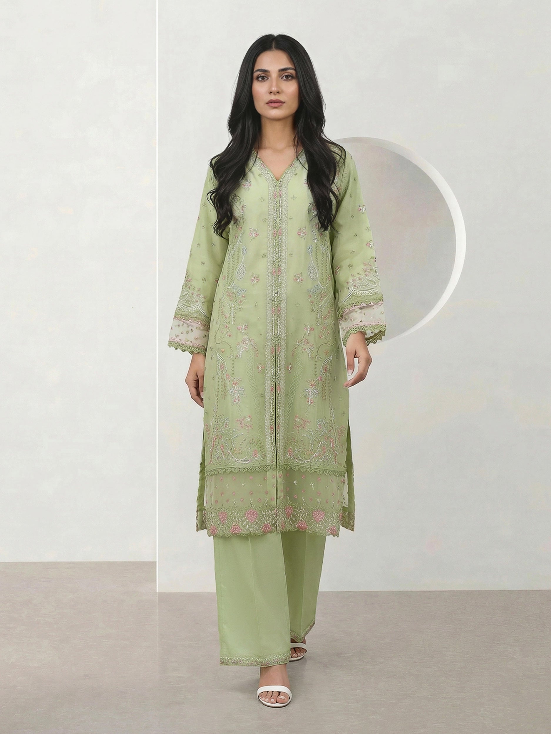 2 Piece Dobby Suit- Embroidered (Pret)