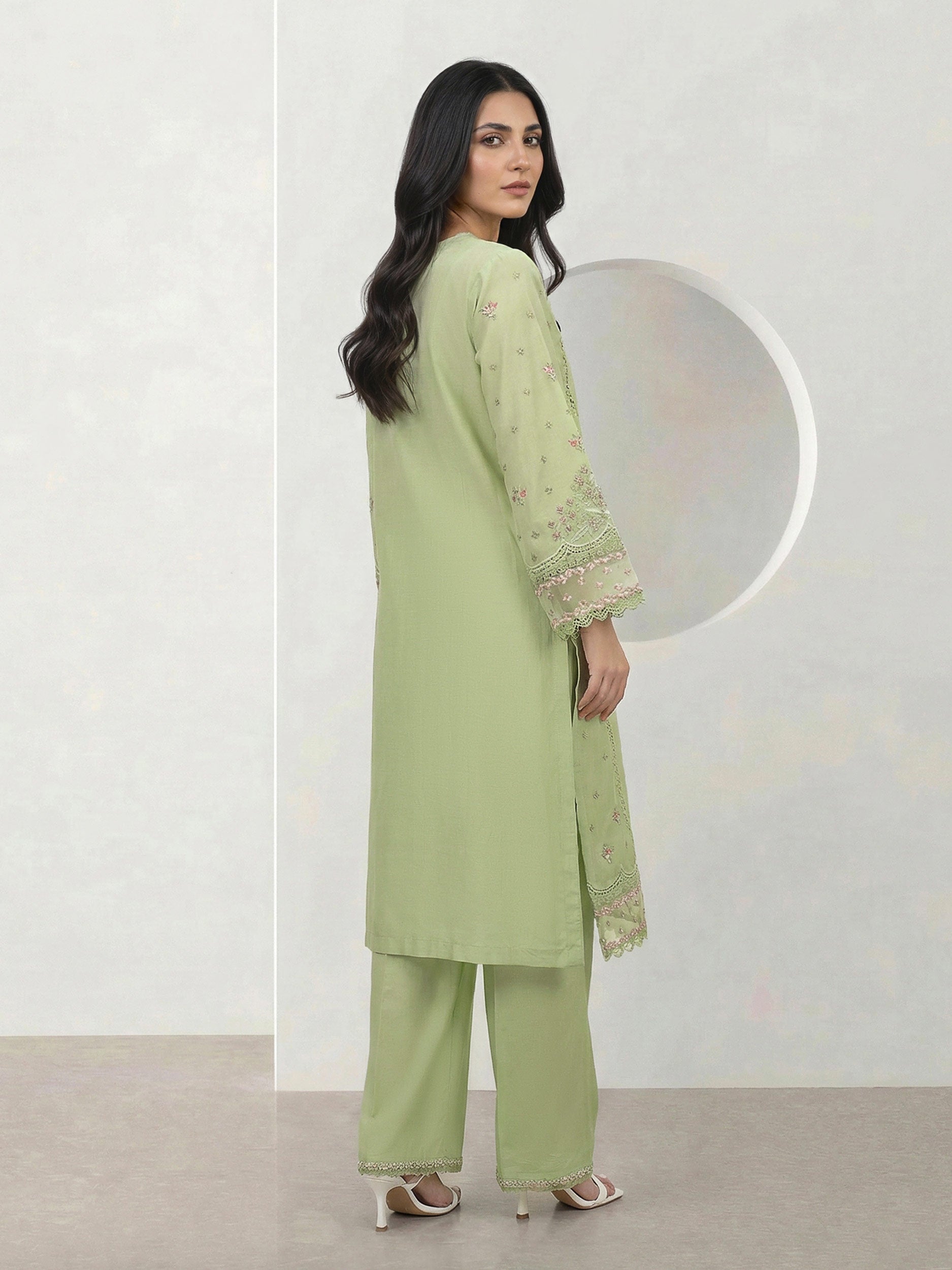 2 Piece Dobby Suit- Embroidered (Pret)