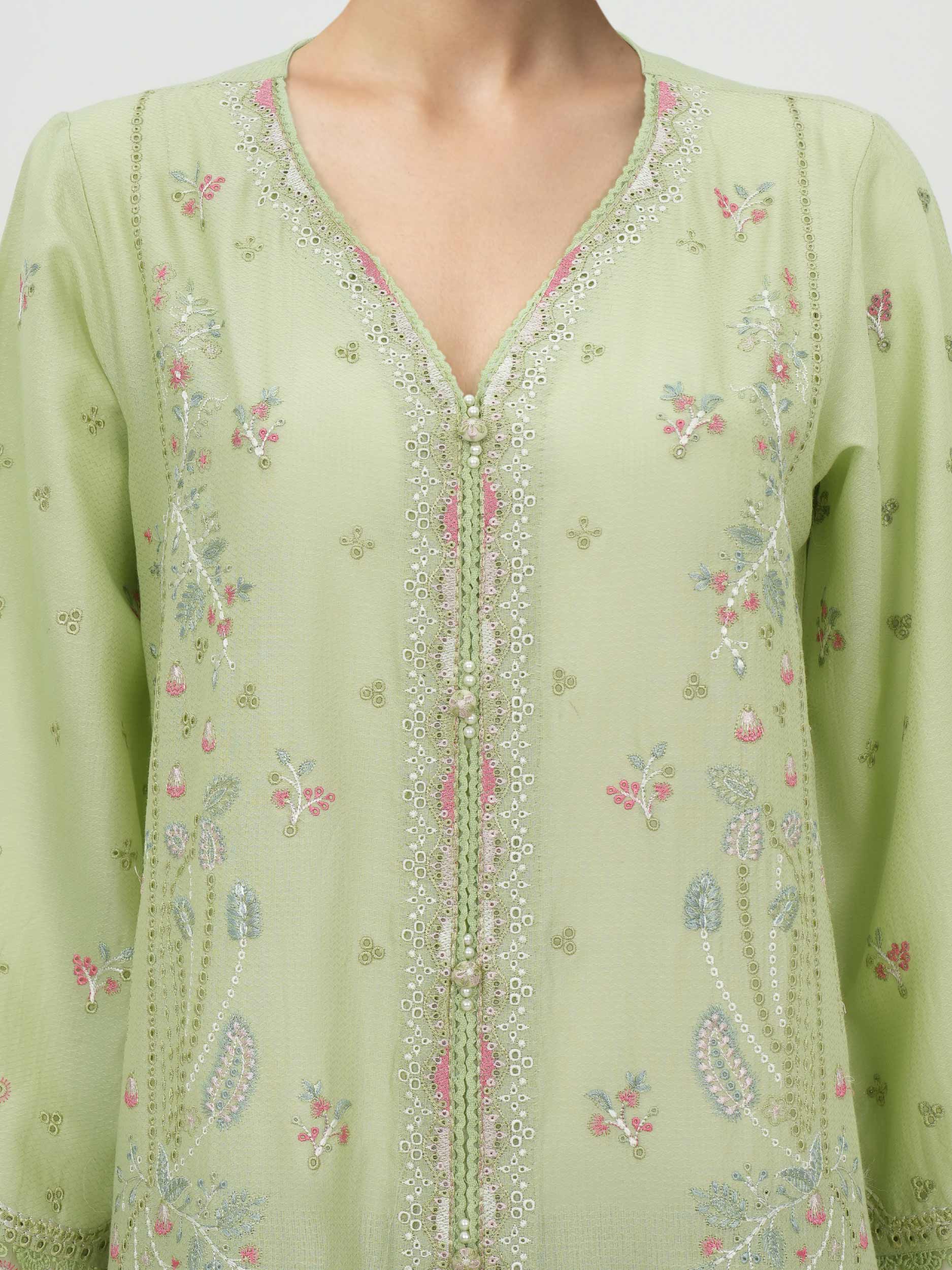 2 Piece Dobby Suit- Embroidered (Pret)