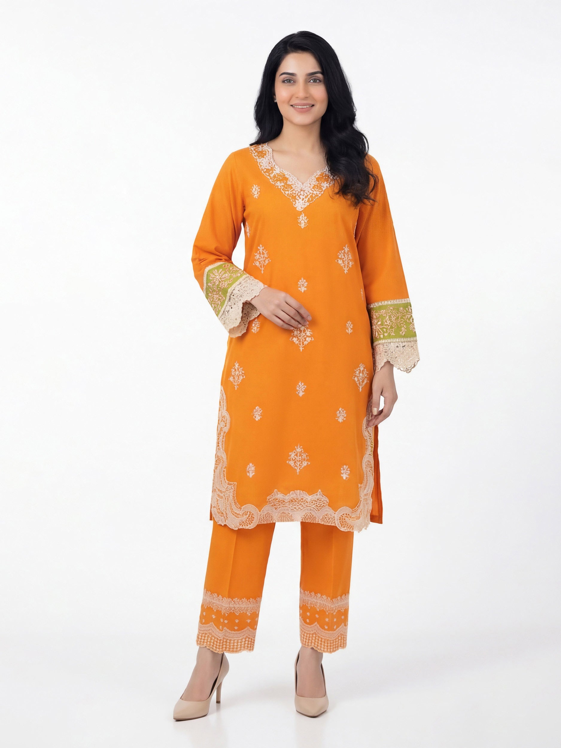 2 Piece  Lawn Slub Suit- Embroidered (Pret)