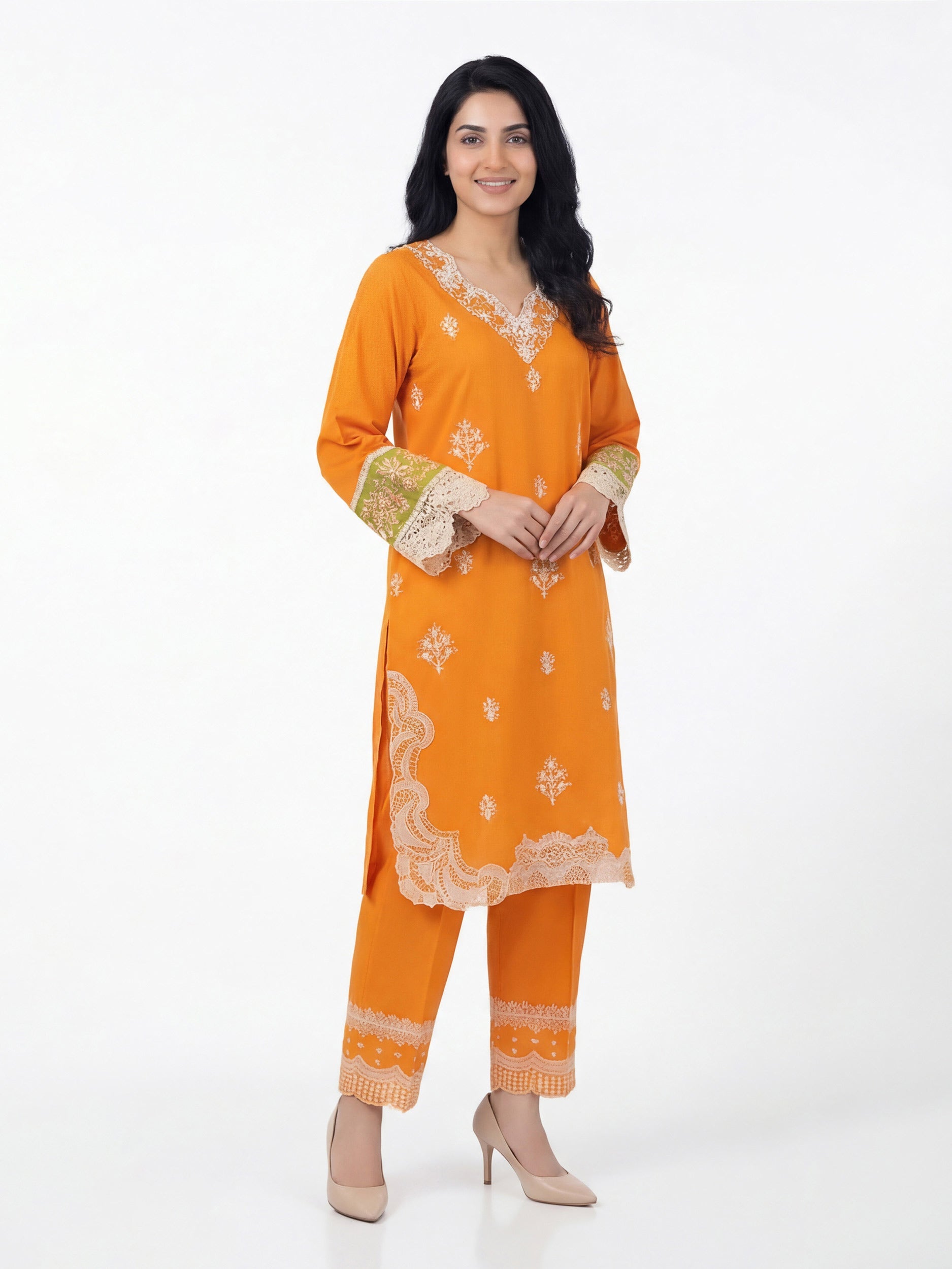 2 Piece  Lawn Slub Suit- Embroidered (Pret)