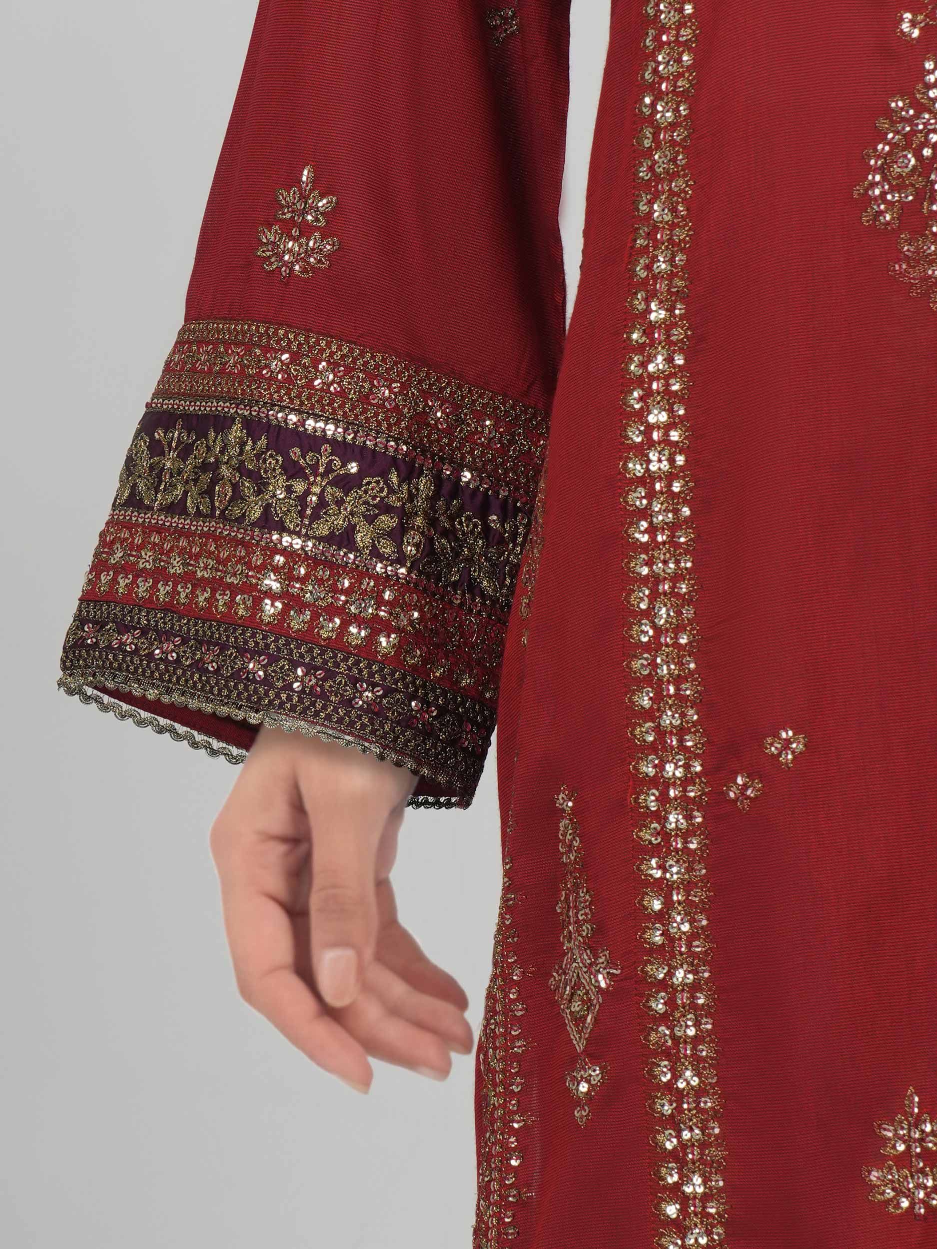 3 Piece Cotton Net Suit- Embroidered (Pret)