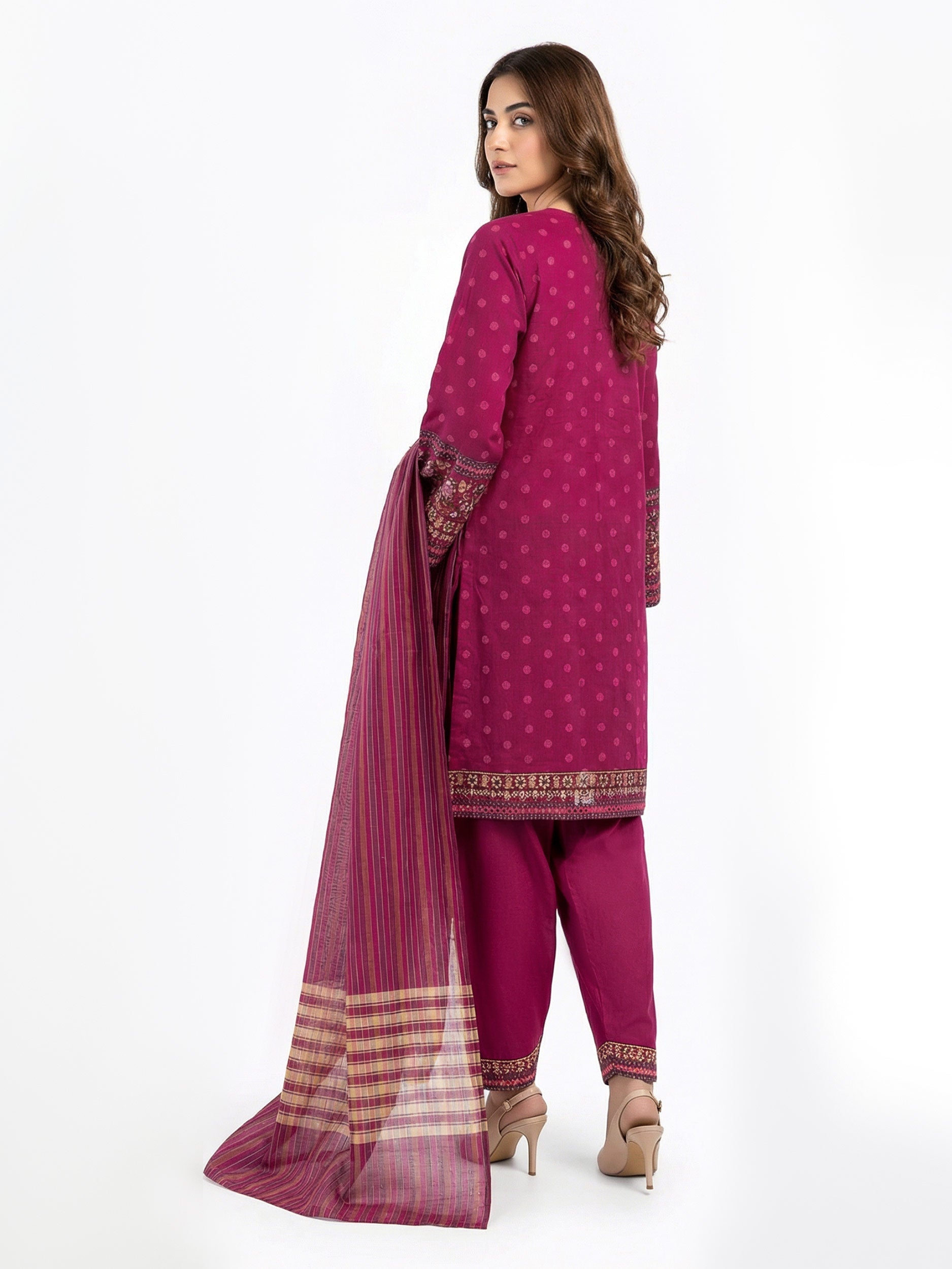 3 Piece Raw Silk Suit- Embroidered (Pret)