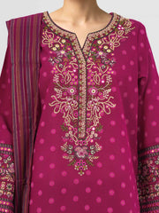 3 Piece Raw Silk Suit- Embroidered (Pret)