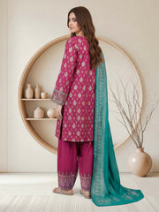 3 Piece Raw Silk Suit- Embroidered (Pret)