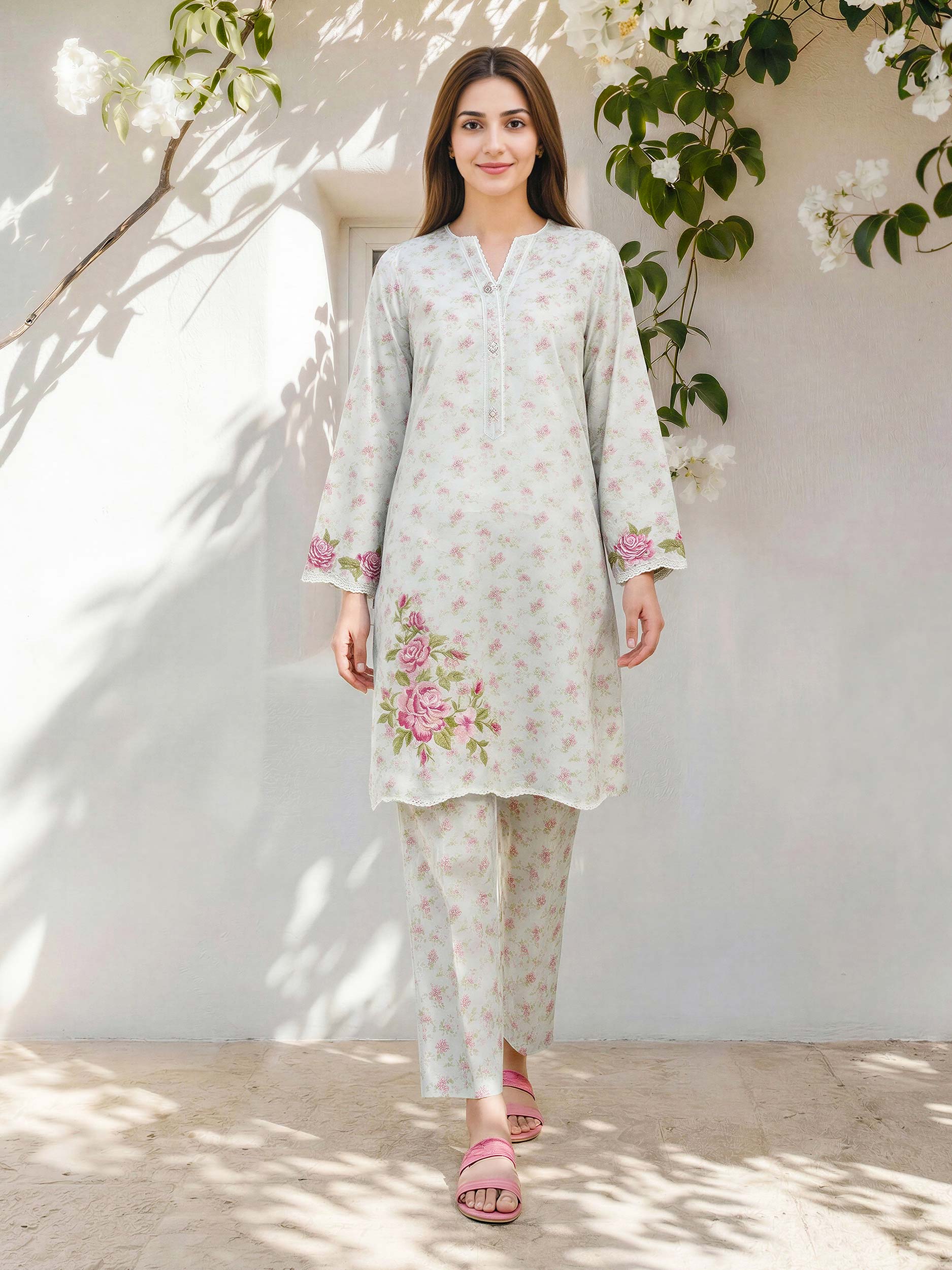 2 Piece Lawn Suit- Embroidered (Pret)