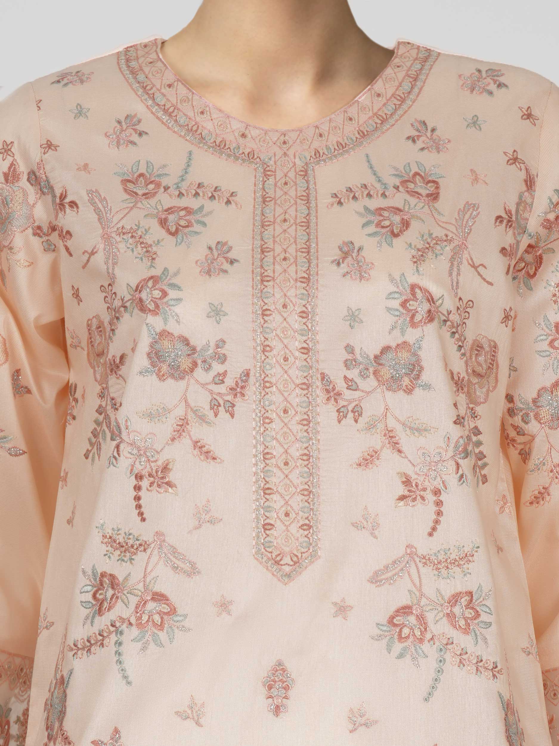 2 Piece Cotton Net Suit- Embroidered (Pret)