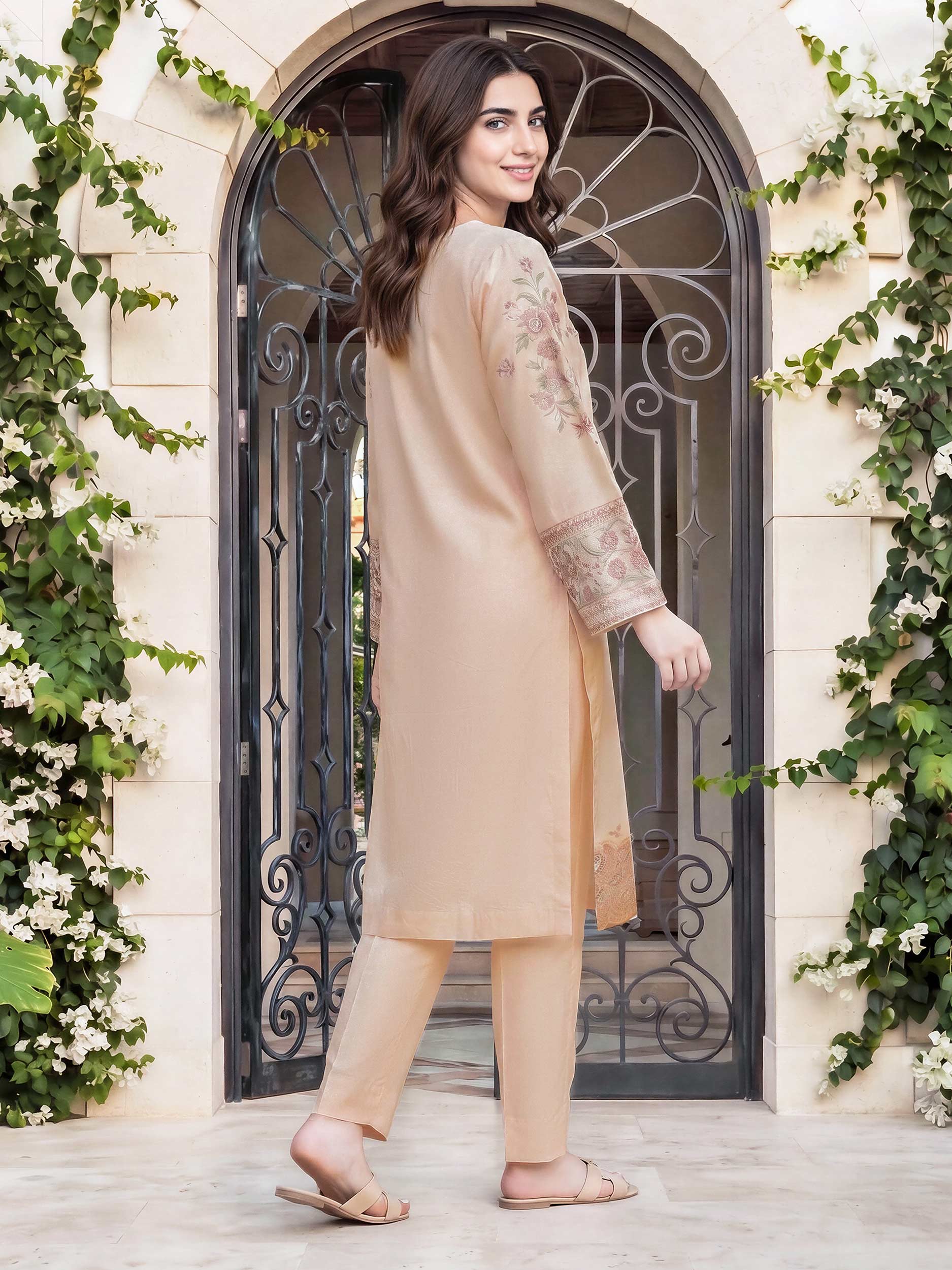 2 Piece Cotton Net Suit- Embroidered (Pret)
