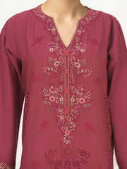 3 Piece Lawn Slub Suit- Embroidered (Pret)