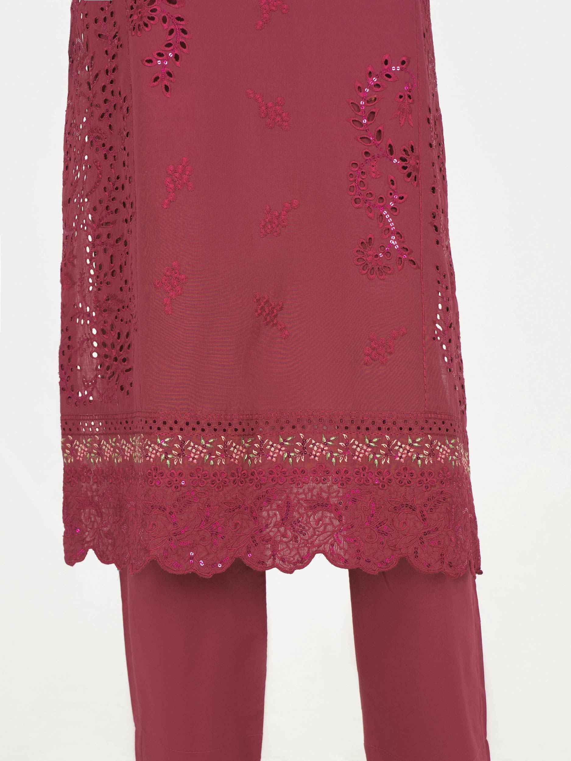 3 Piece Lawn Slub Suit- Embroidered (Pret)