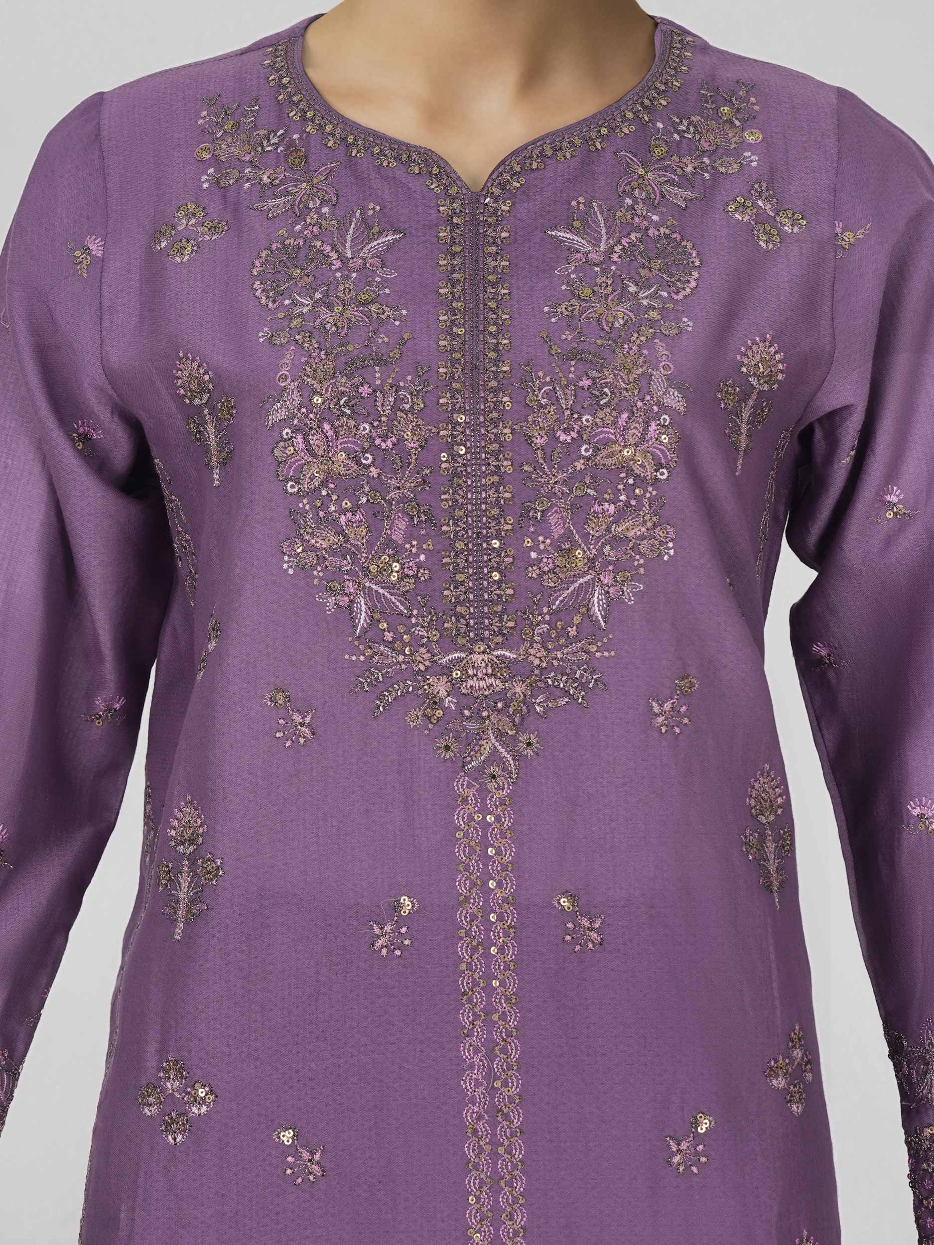 3 Piece Dobby Suit- Embroidered (Pret)