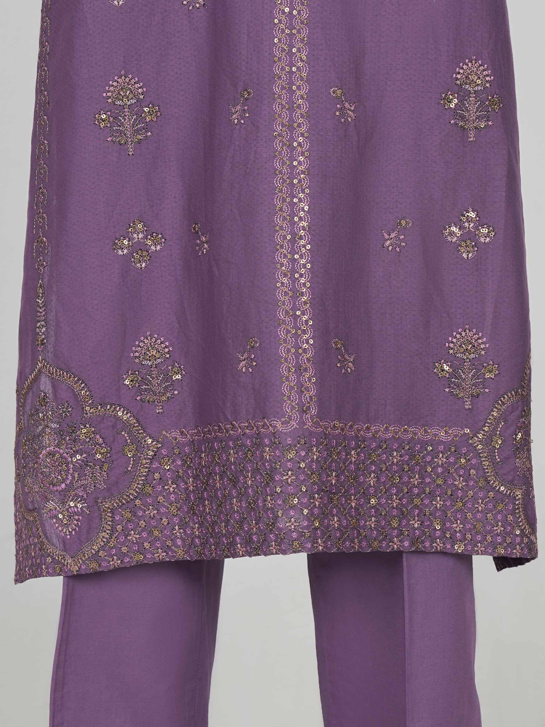 3 Piece Dobby Suit- Embroidered (Pret)