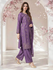 3 Piece Dobby Suit- Embroidered (Pret)