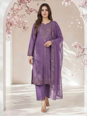 3 Piece Dobby Suit- Embroidered (Pret)