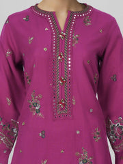 3 Piece Oak Silk Suit- Embroidered (Pret)
