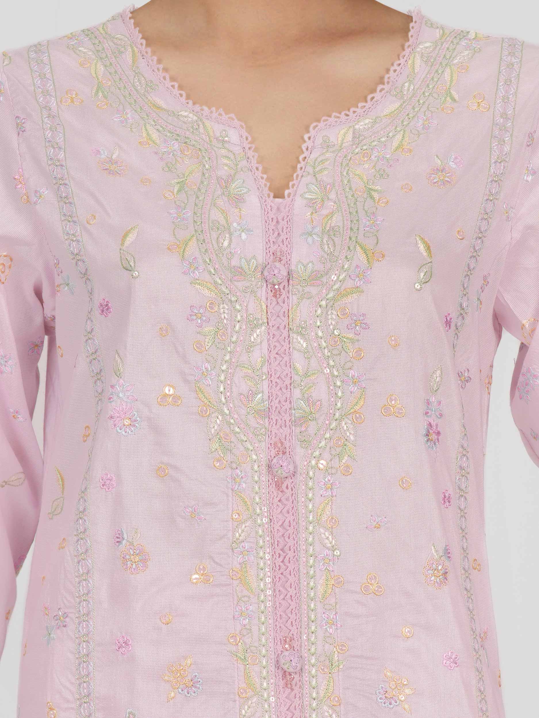 3 Piece Cotton Net Suit- Embroidered (Pret)