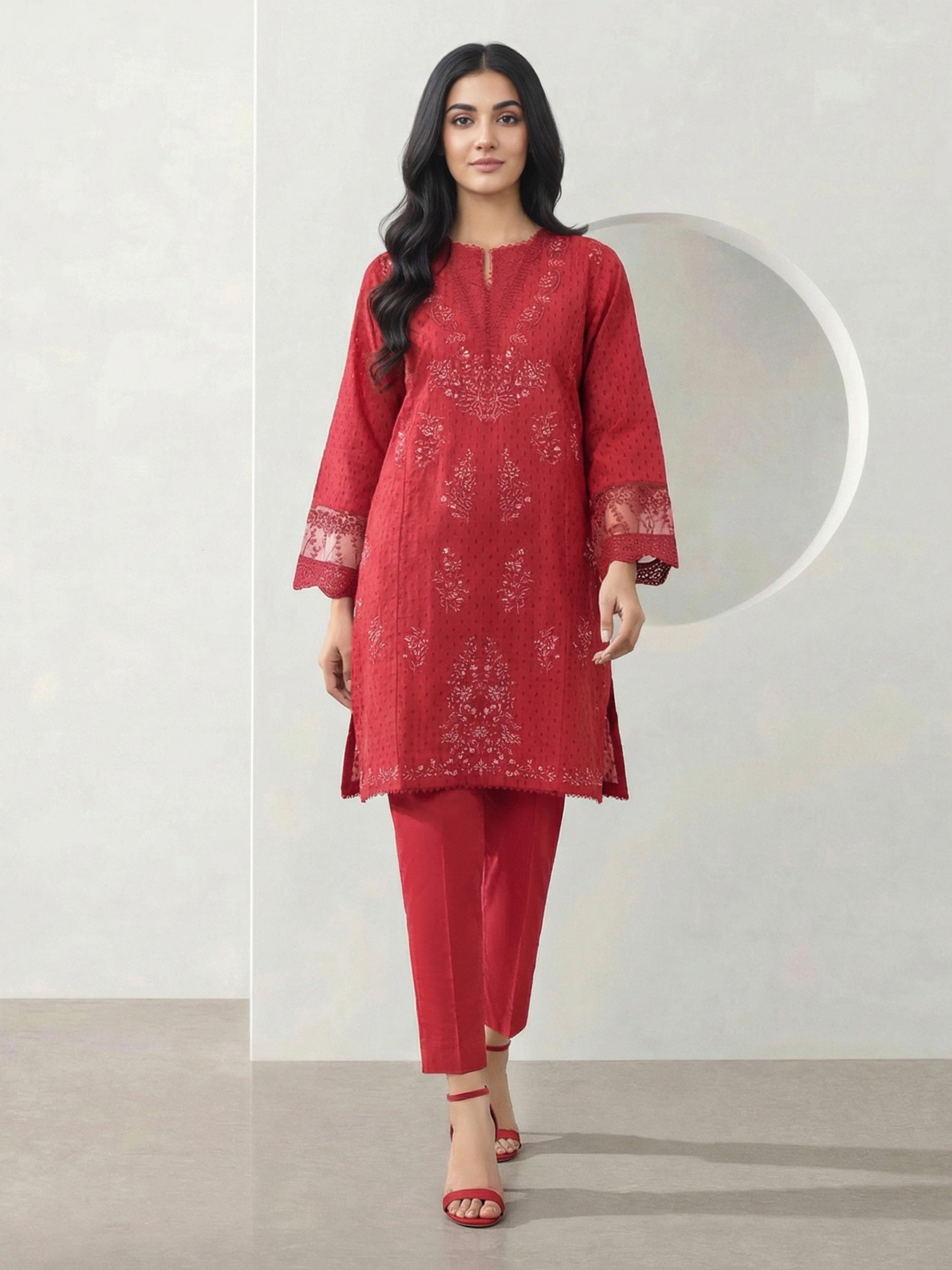 2 Piece Lawn Texture Suit- Embroidered (Pret)