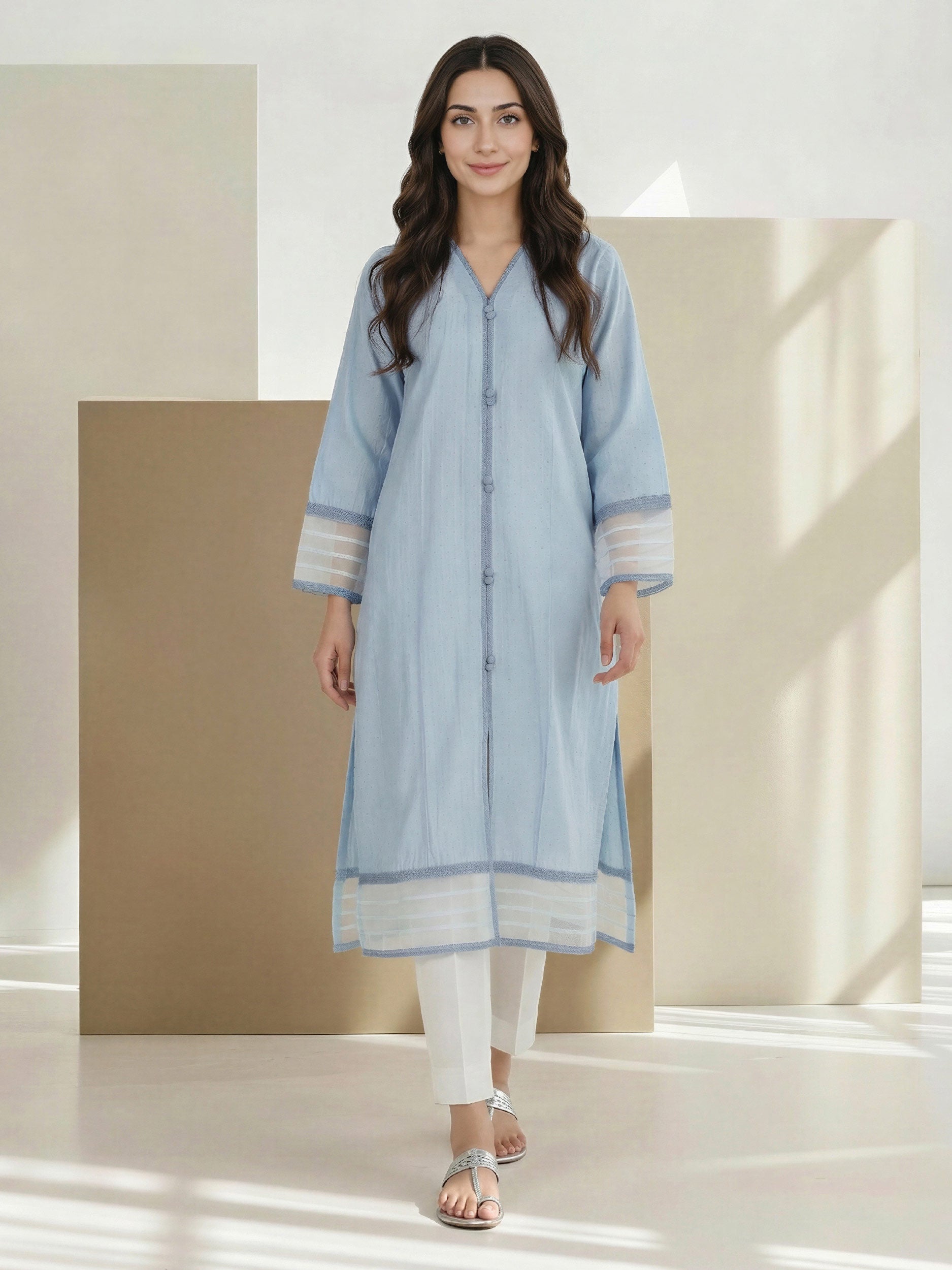 Lawn Texture Shirt- Embroidered (Pret)