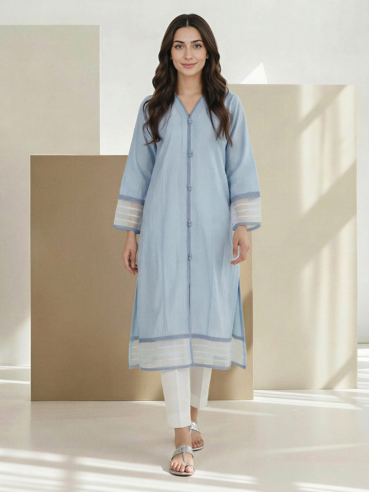 Lawn Texture Shirt- Embroidered (Pret)