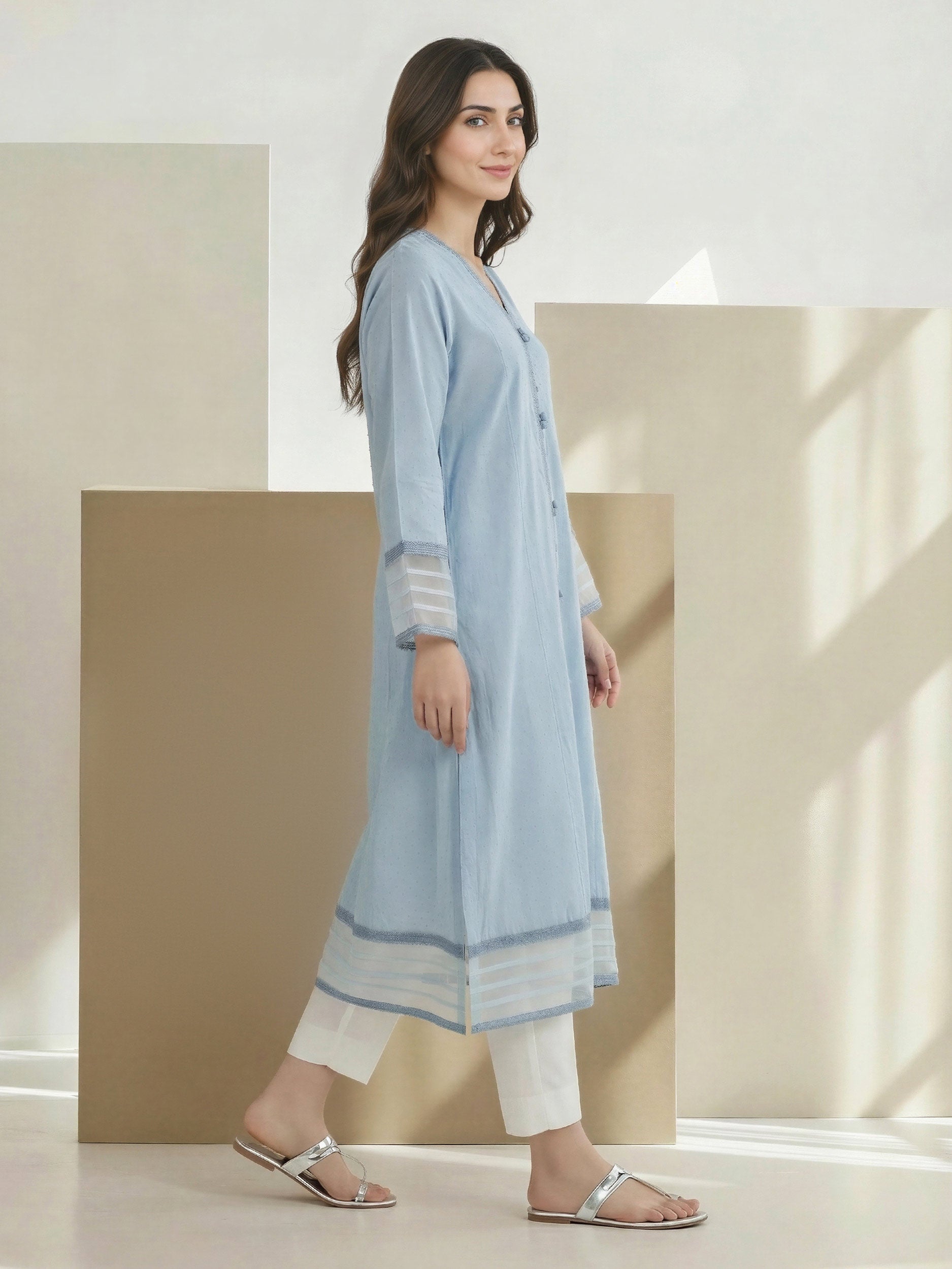 Lawn Texture Shirt- Embroidered (Pret)