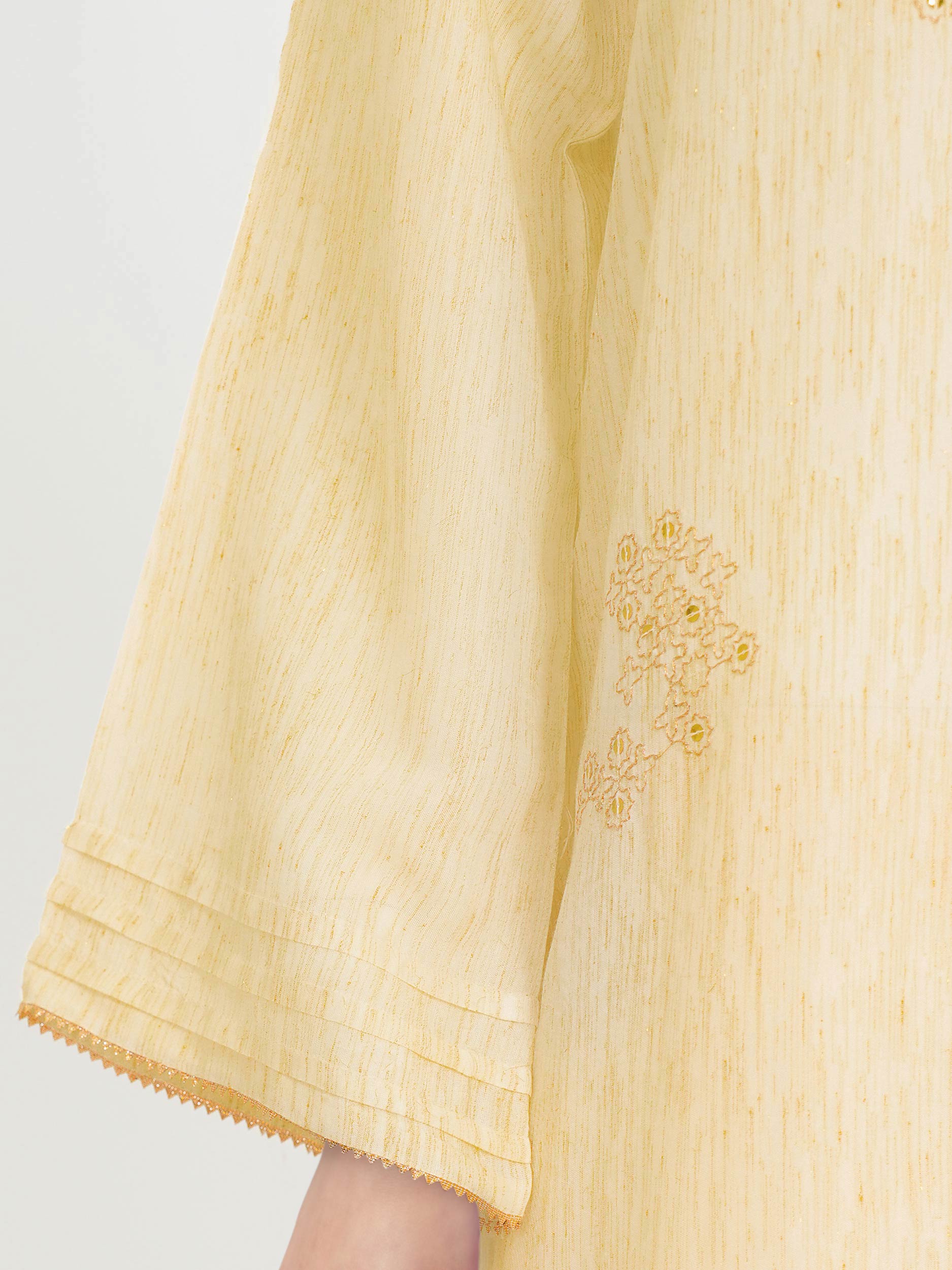 2 Piece Viscose Glitter Suit- Embroidered (Pret)