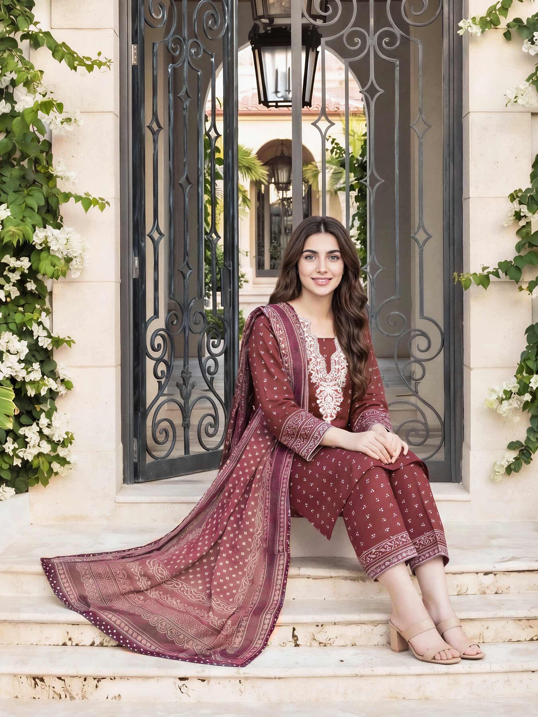 3 Piece Lawn Suit- Embroidered (Pret)