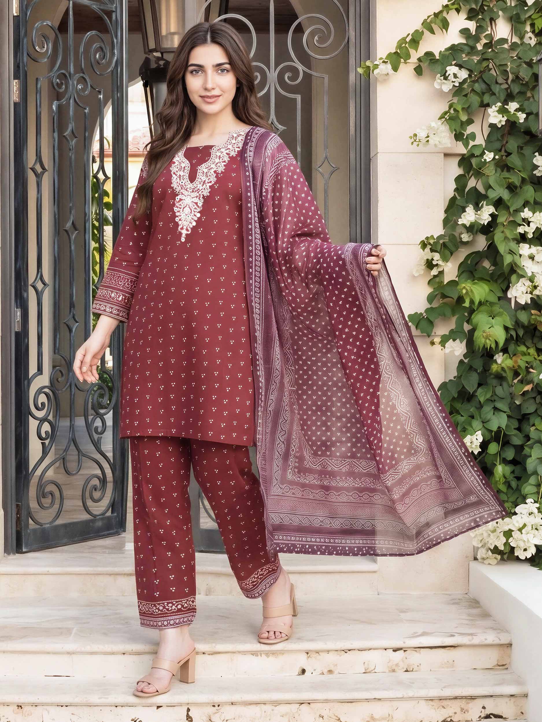 3 Piece Lawn Suit- Embroidered (Pret)