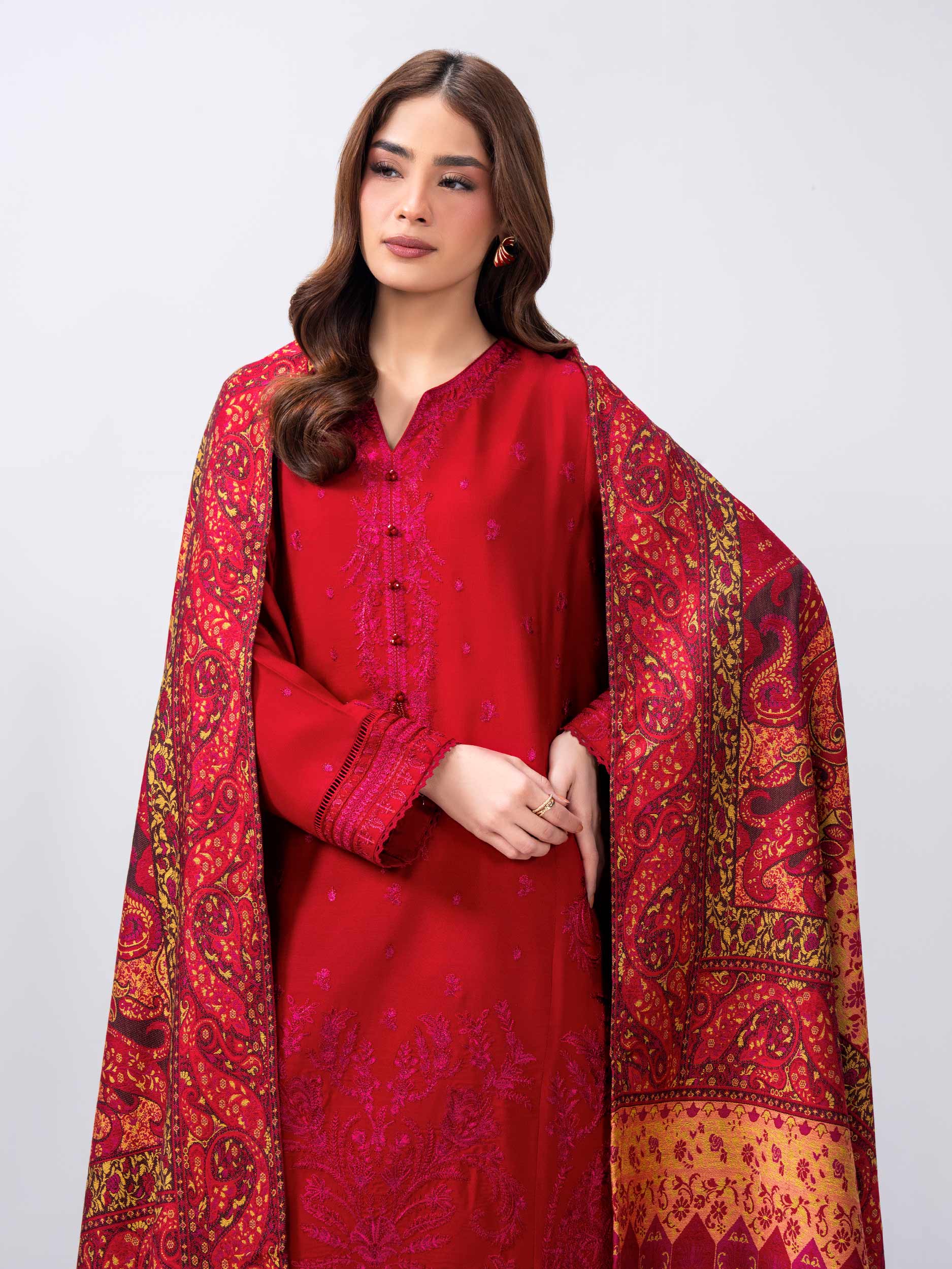 3 Piece Yarn Dyed Suit- Embroidered (Pret)