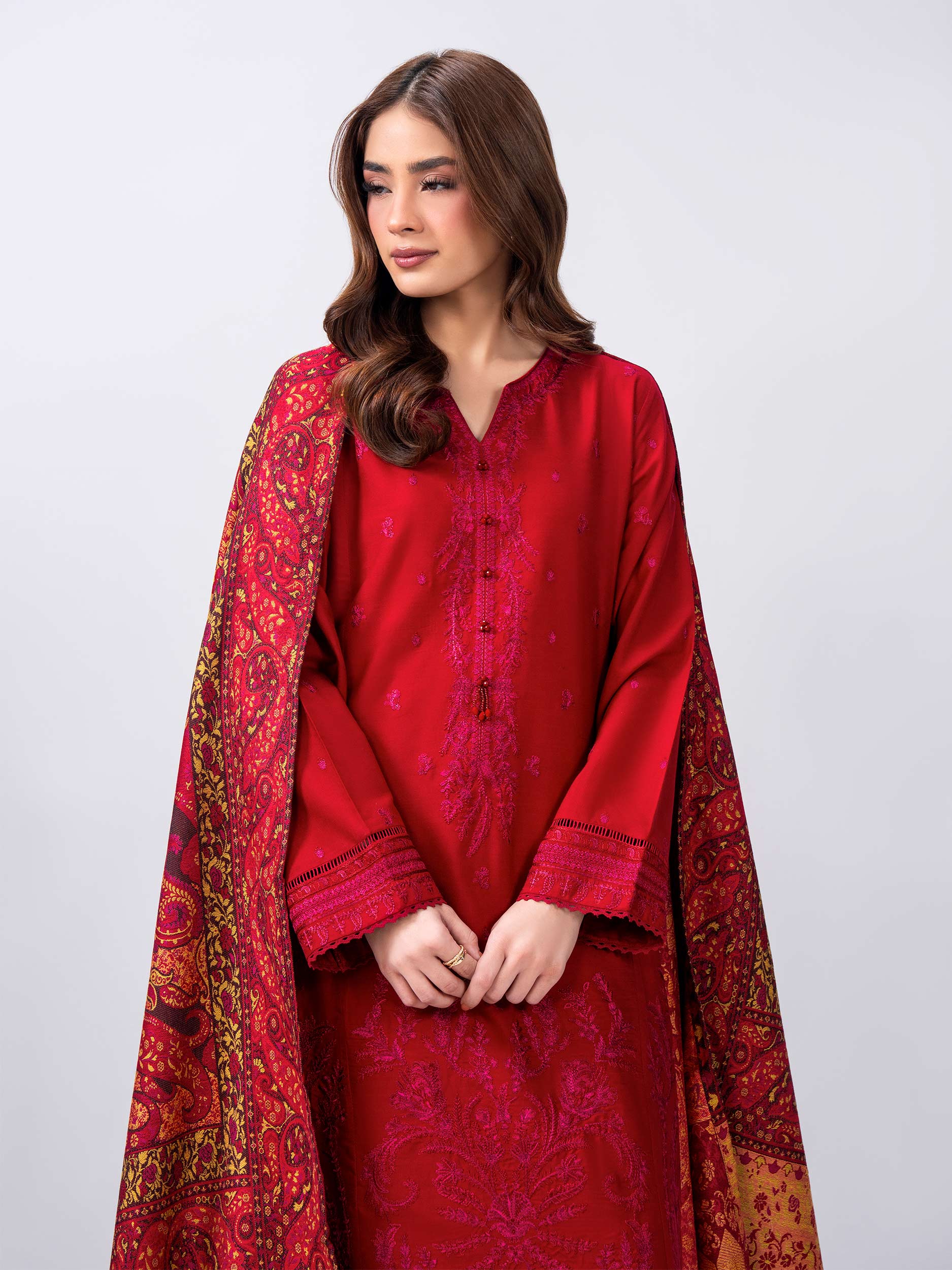 3 Piece Yarn Dyed Suit- Embroidered (Pret)