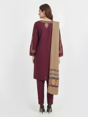 3-Piece Khaddar Suit-Embroidered (Pret)