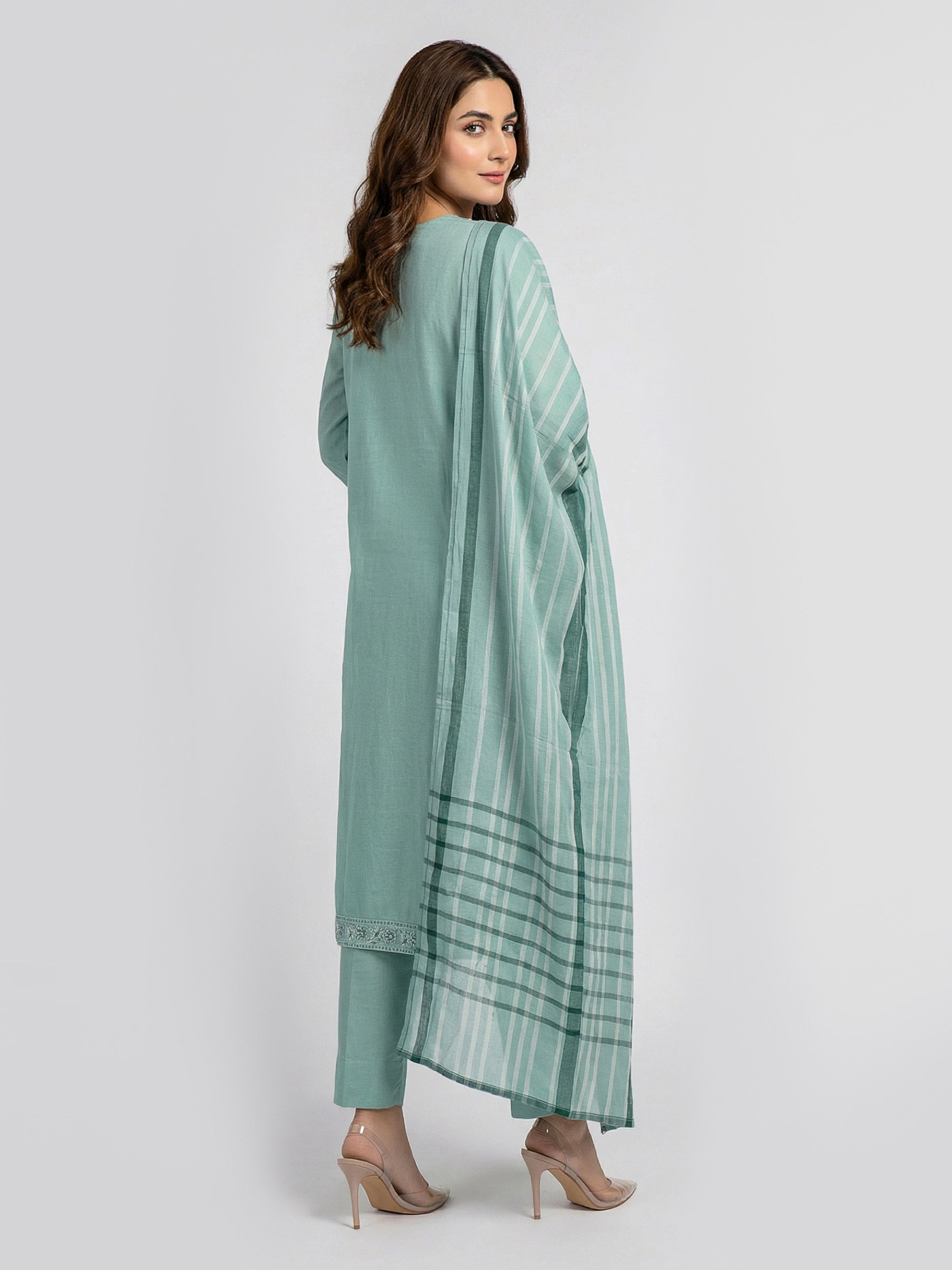 3 Piece Slub Khaddar- Embroidered (Pret)