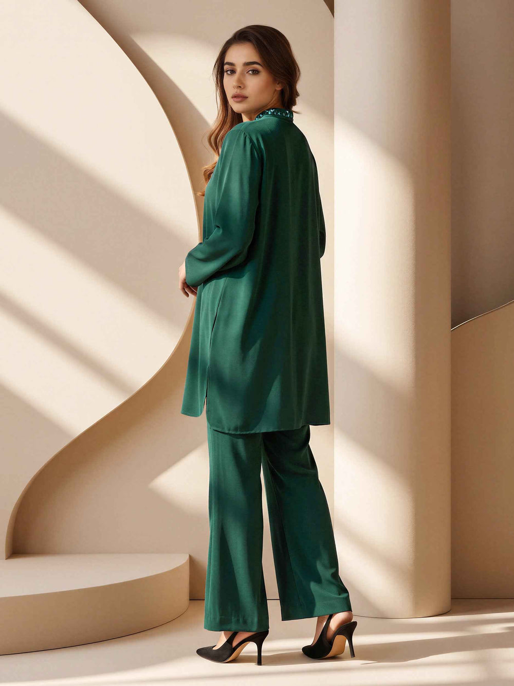 2 Piece Grip Texture Suit- Embellished (Pret)