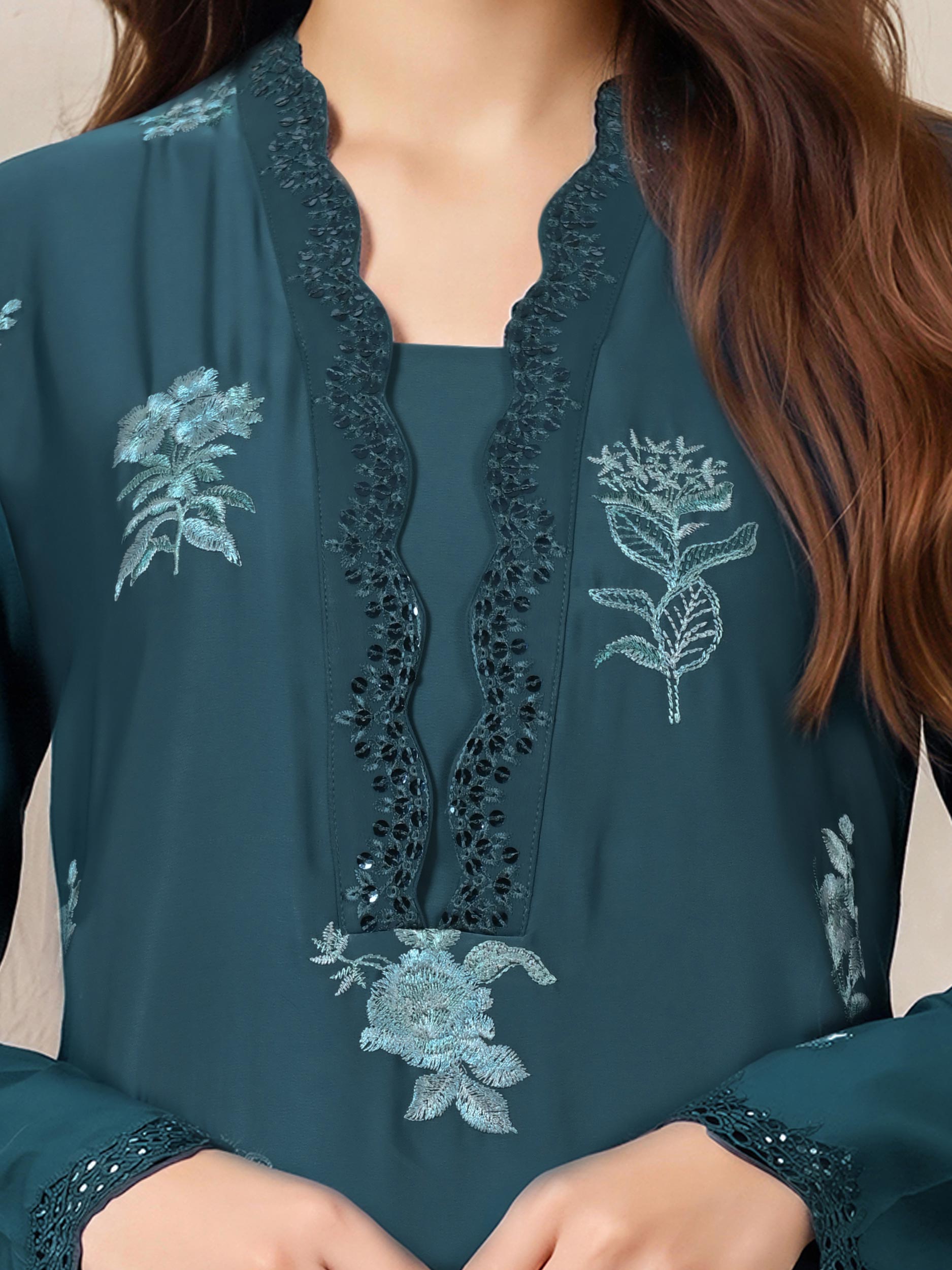 2 Piece Premium Silk Suit- Embroidered (Pret)