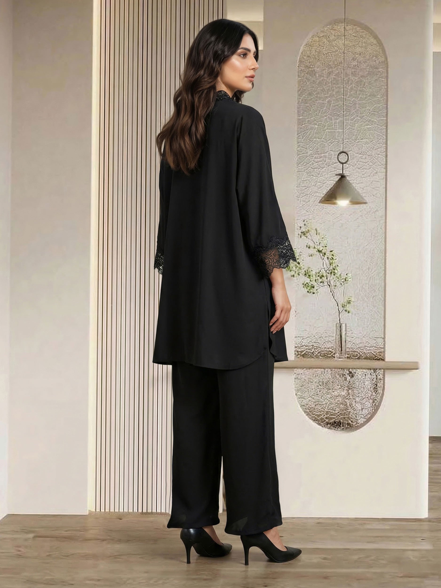 2 Piece Silk Suit- Embellished (Pret)
