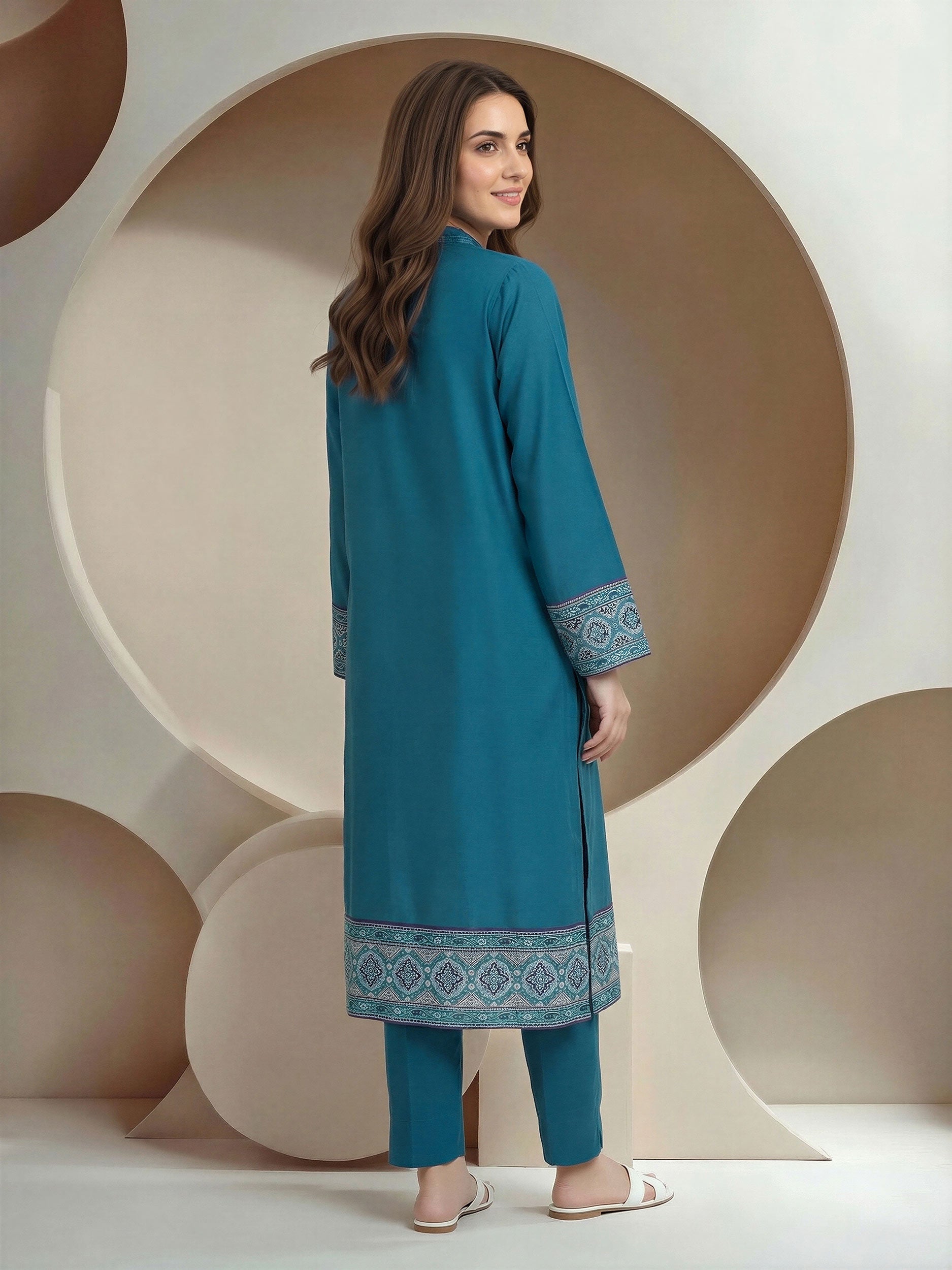2 Piece Silk Suit- Embroidered (Pret)