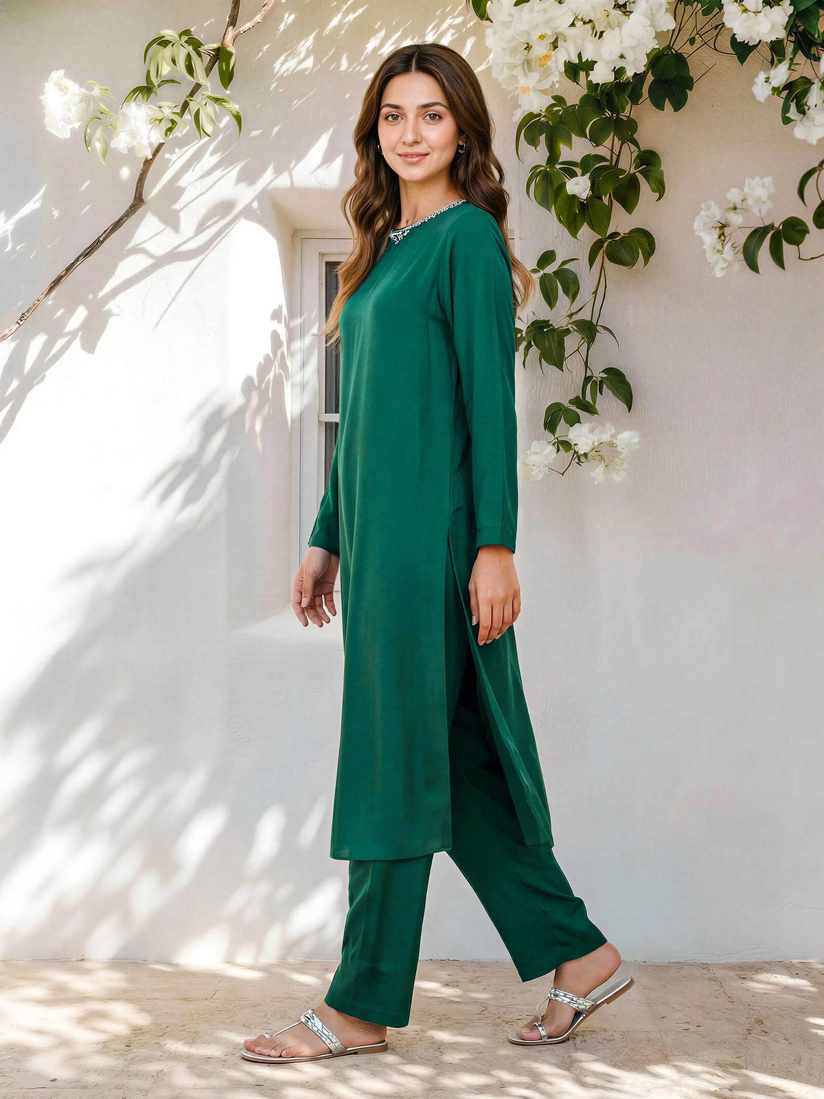 2 Piece Silk Suit- Embellished (Pret)
