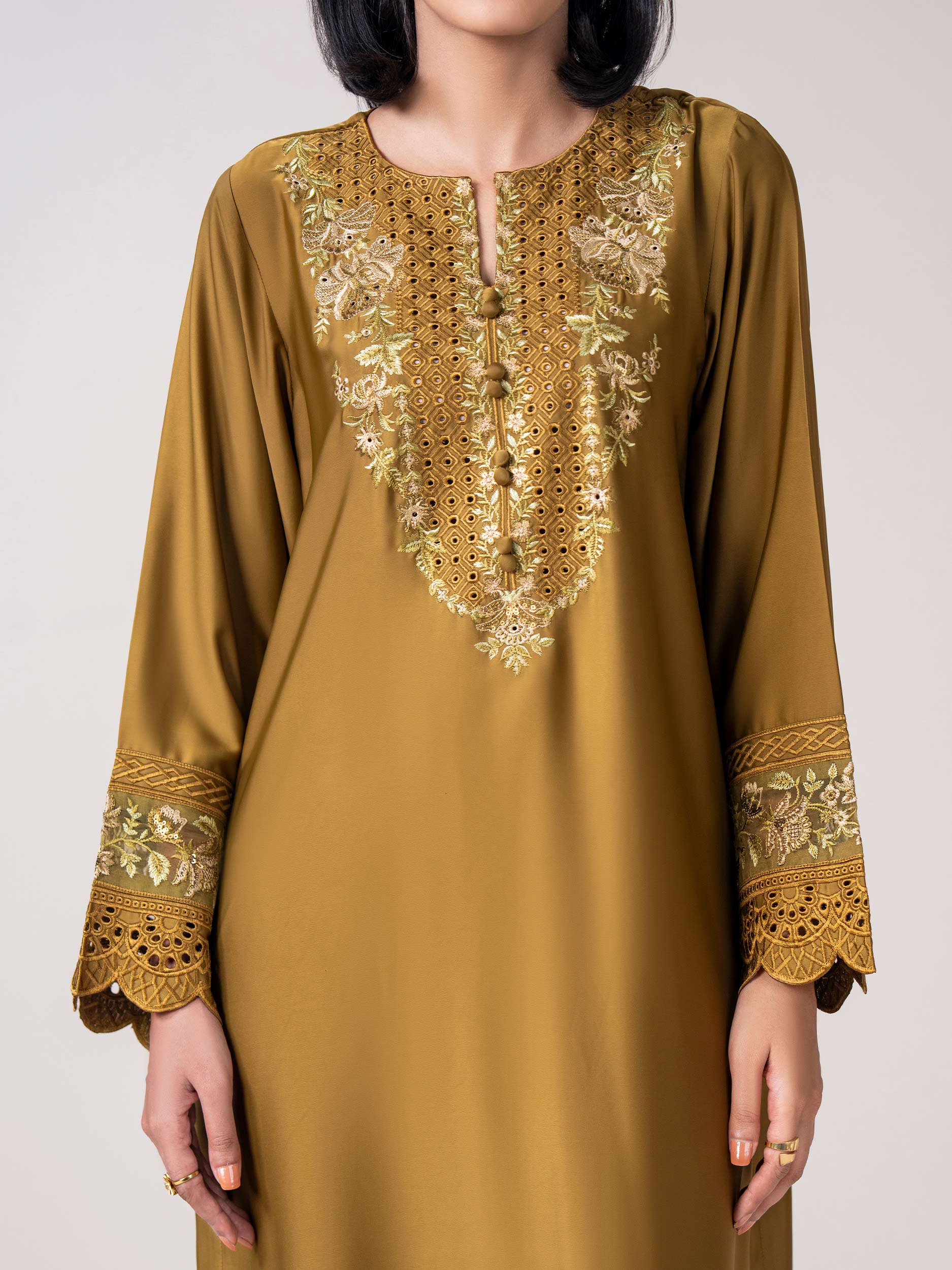 2 Piece Silk Suit- Embroidered (Pret)
