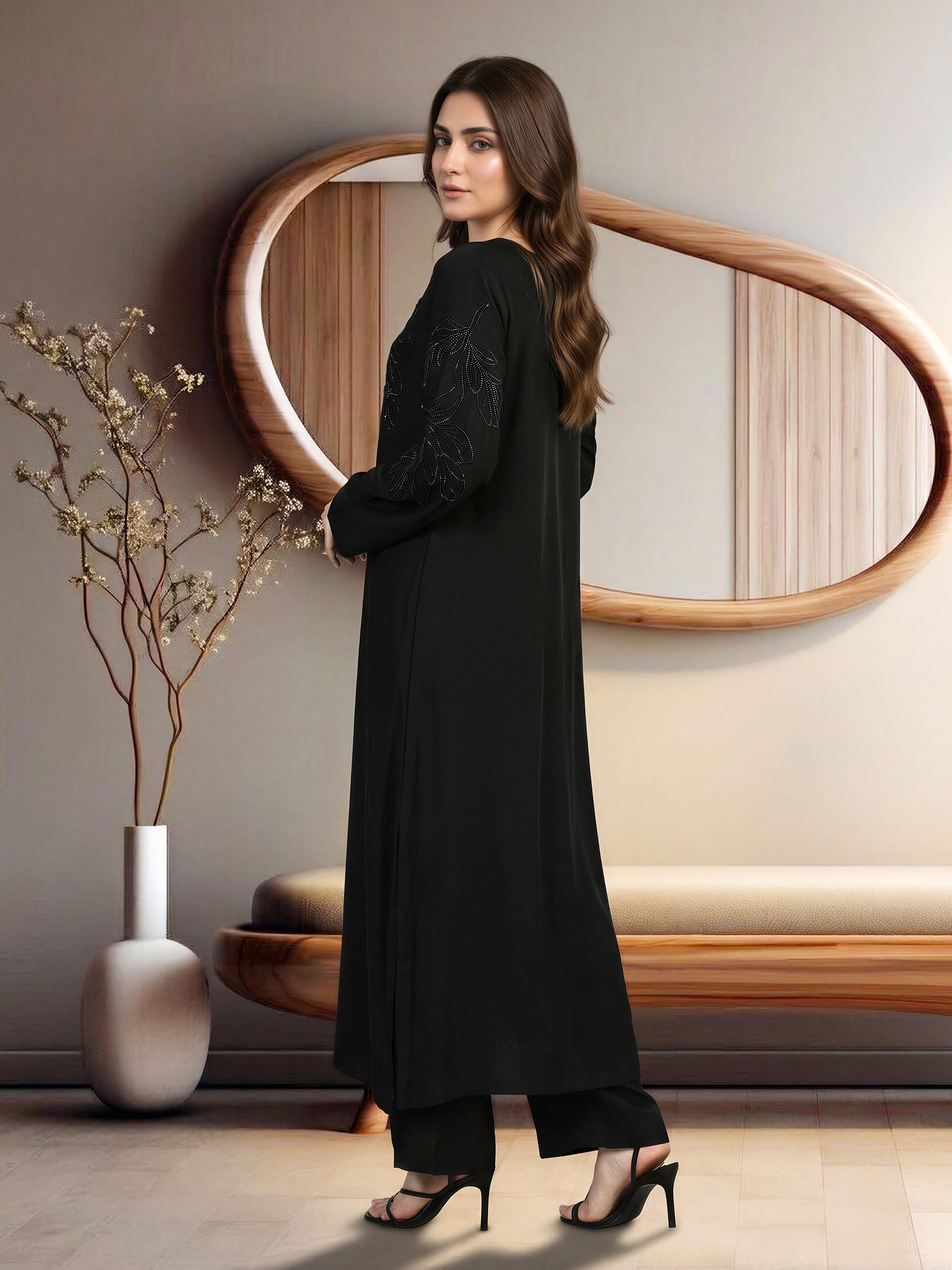 2 Piece Silk Premium Suit- Embroidered (Pret)
