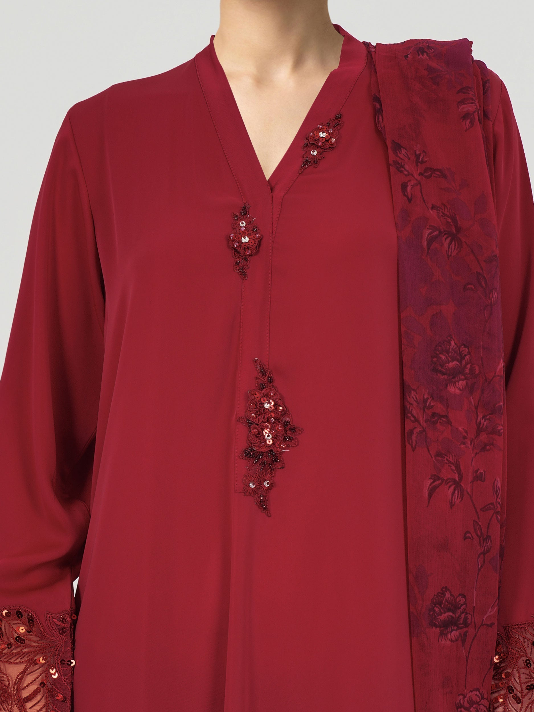 3 Piece Silk Suit- Embroidered (Pret)