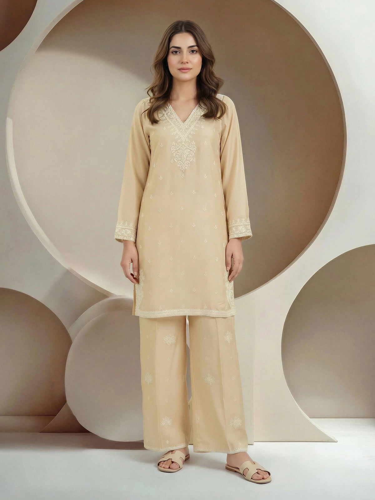 2 Piece Silk Suit- Embroidered (Pret)