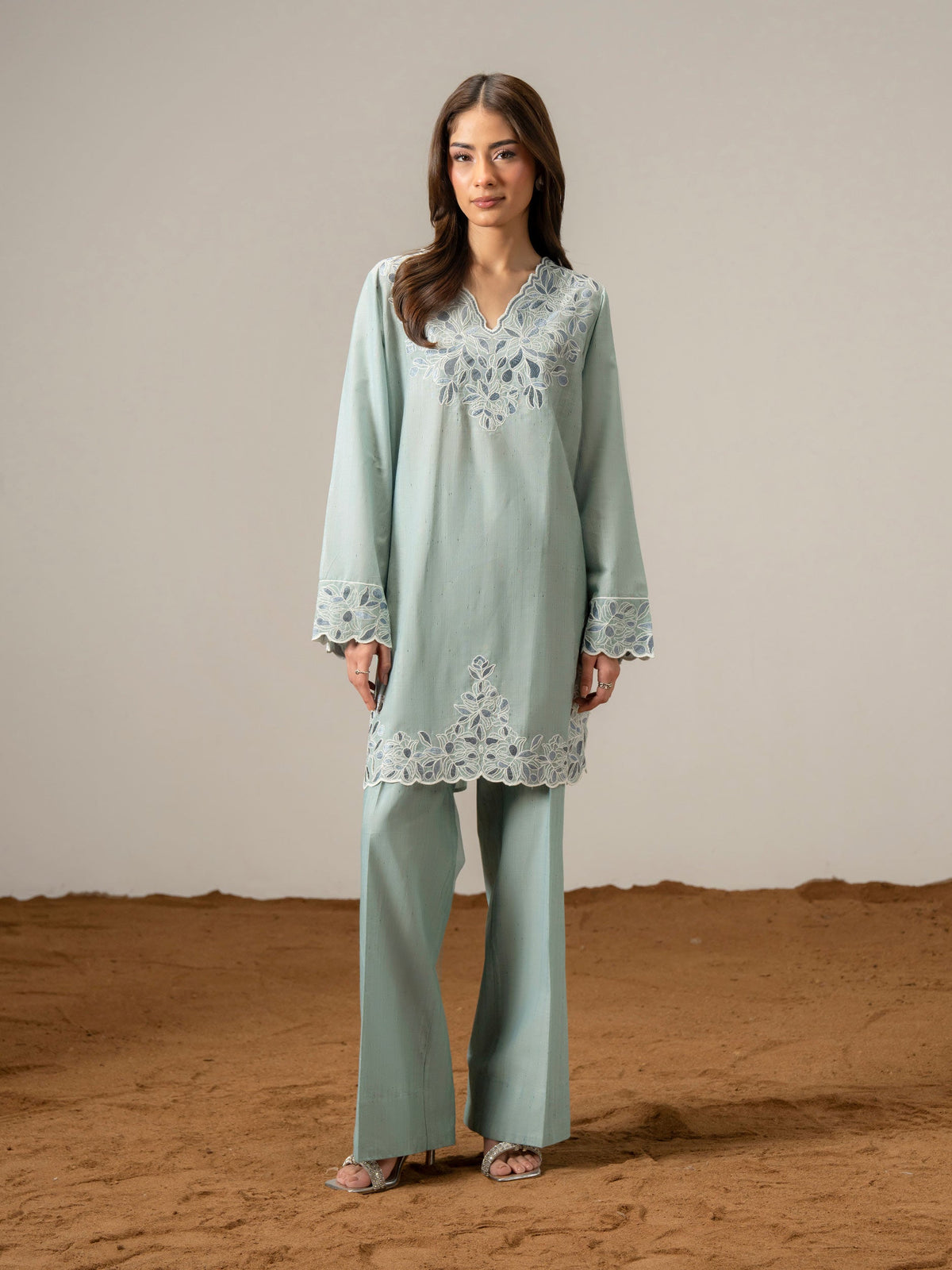 2 Piece Viscose Suit- Embroidered (Pret)