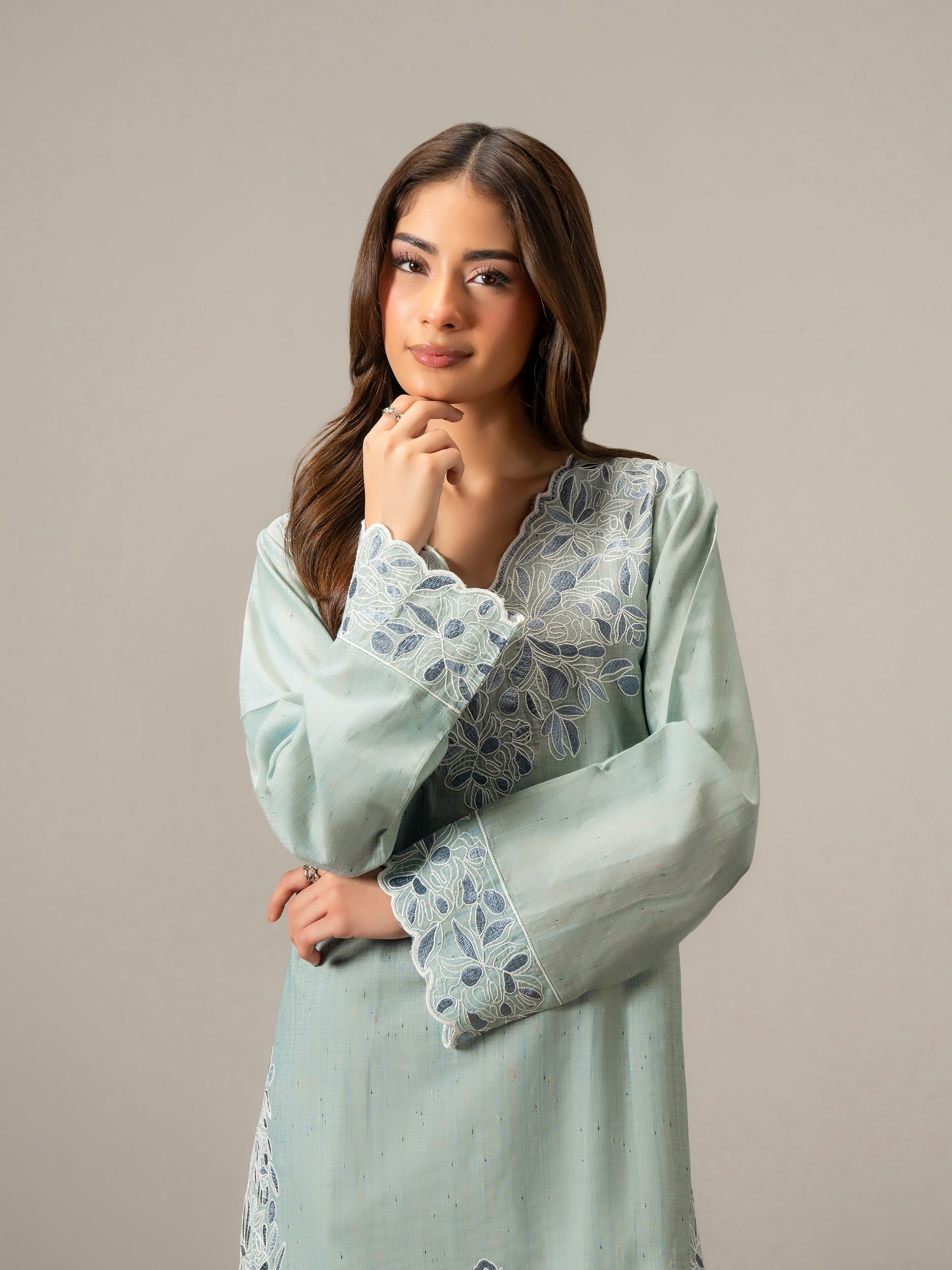 2 Piece Viscose Suit- Embroidered (Pret)
